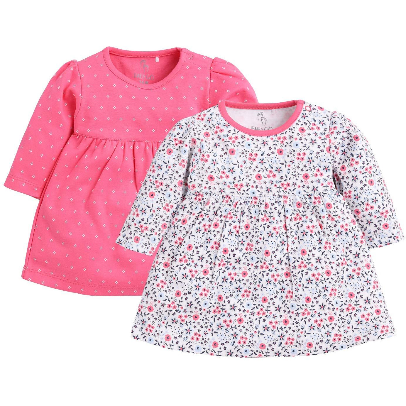 BABY GO Baby-Girl's Cotton A-Line Midi Frock (Gobs20-2513-9/12M- Fushia - Pink)
