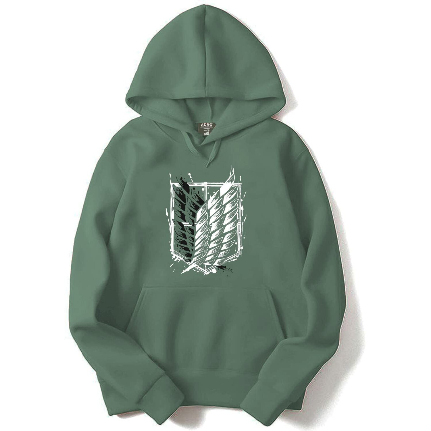 ADRO Men's Cotton Neck Hooded Sweatshirt (H22-1-WINN-PT_Pista_L)
