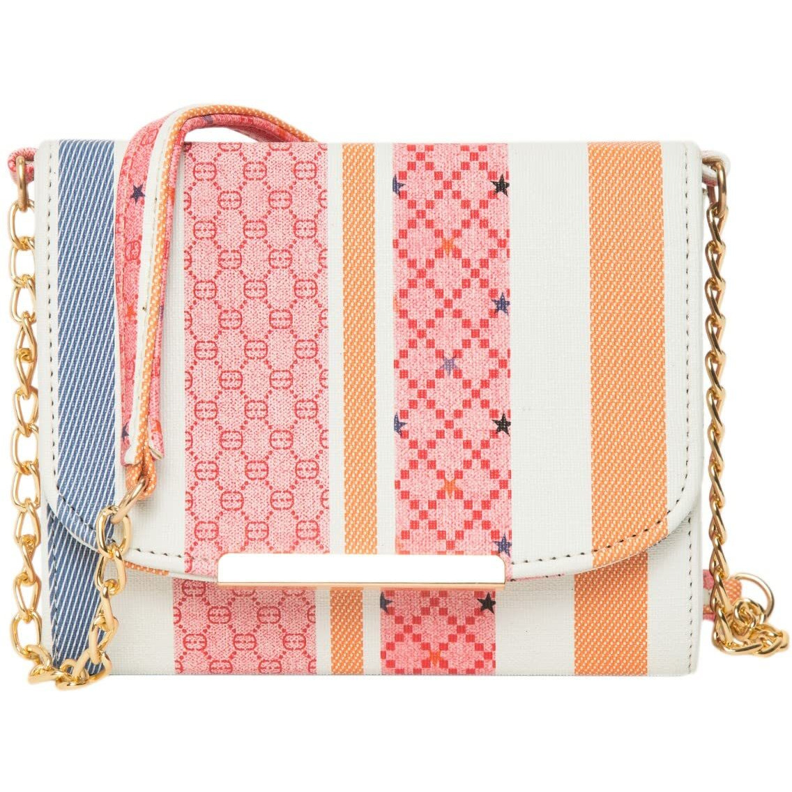 ADISA Women Girls Stripes Cross Body Sling Bag (SL5100-PIN_Pink)