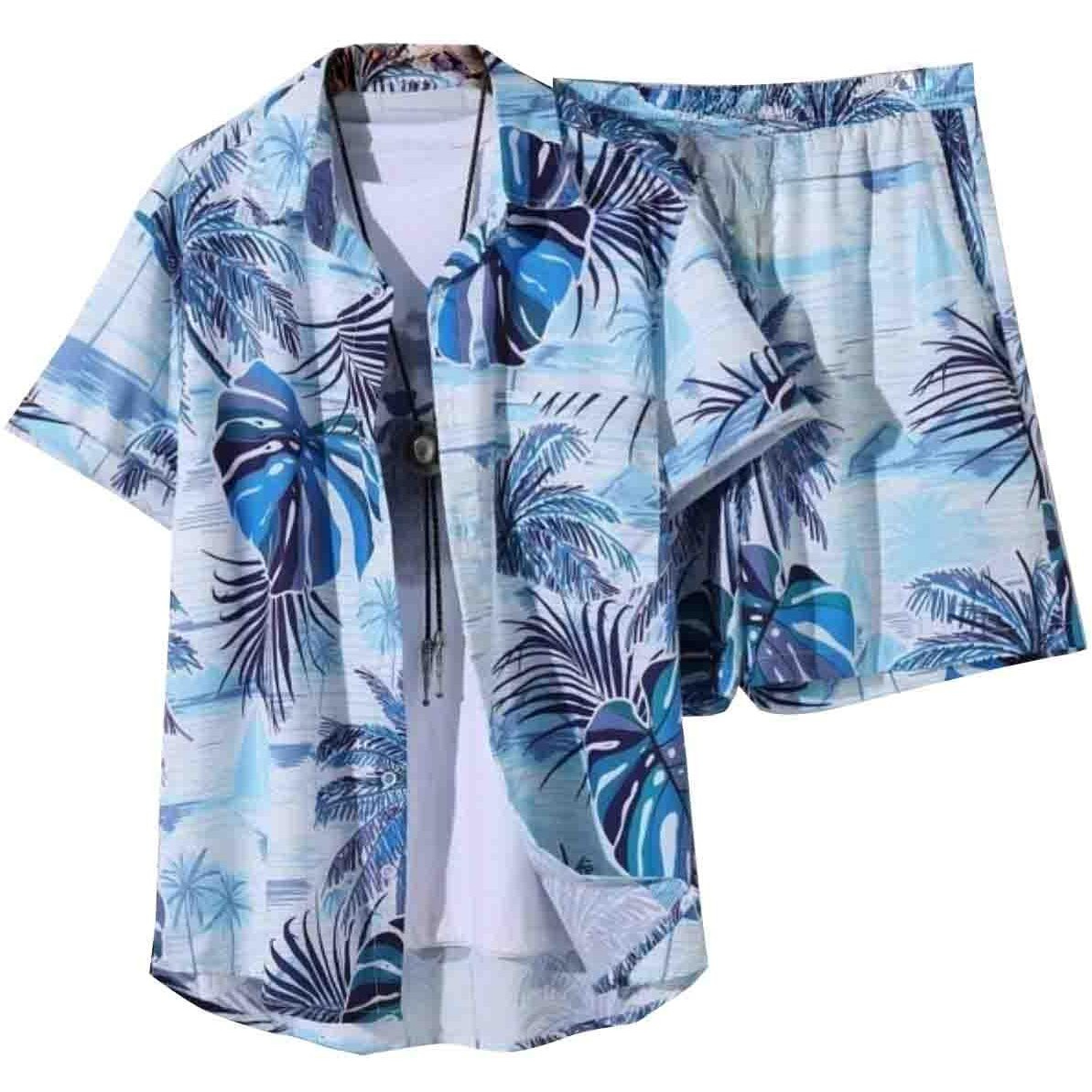 OM SAI LATEST CREATION Men's Night Dress || Multi Printed Rayon Short Night Suit Set || Night Dress for Boys || Men's Pajama Shorts Set || Beach || Summer || Picnic Wear for Boys (X-Large, Blue)