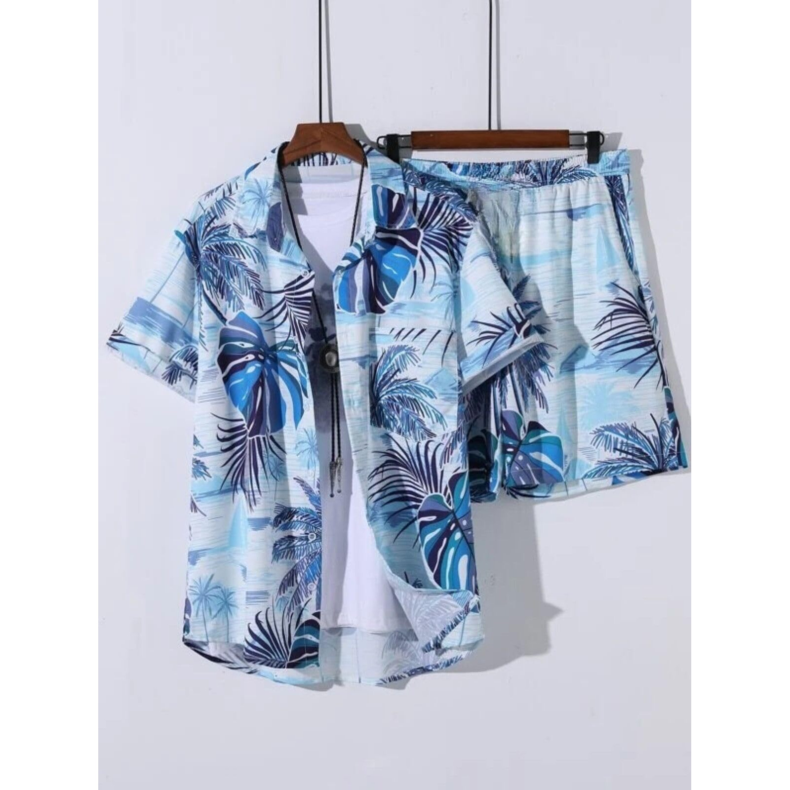 OM SAI LATEST CREATION Men's Night Dress || Multi Printed Rayon Short Night Suit Set || Night Dress for Boys || Men's Pajama Shorts Set || Beach || Summer || Picnic Wear for Boys (X-Large, Blue)