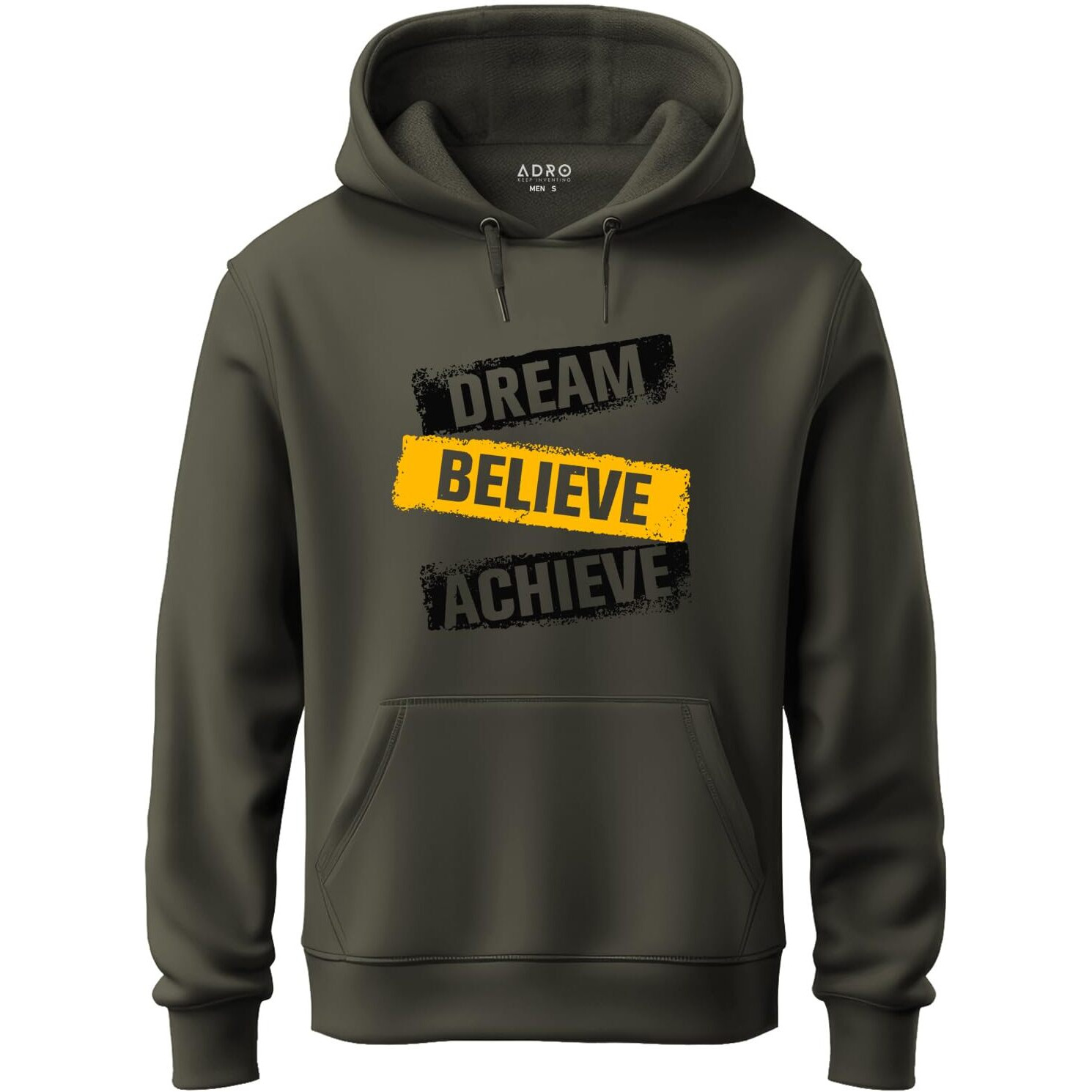ADRO Men's Cotton Hooded Hoodie (H20-M-DBA-OL_Olive_S)