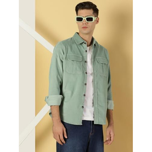 Thomas Scott Men's Slim Fit Shirt (TS1177_Green