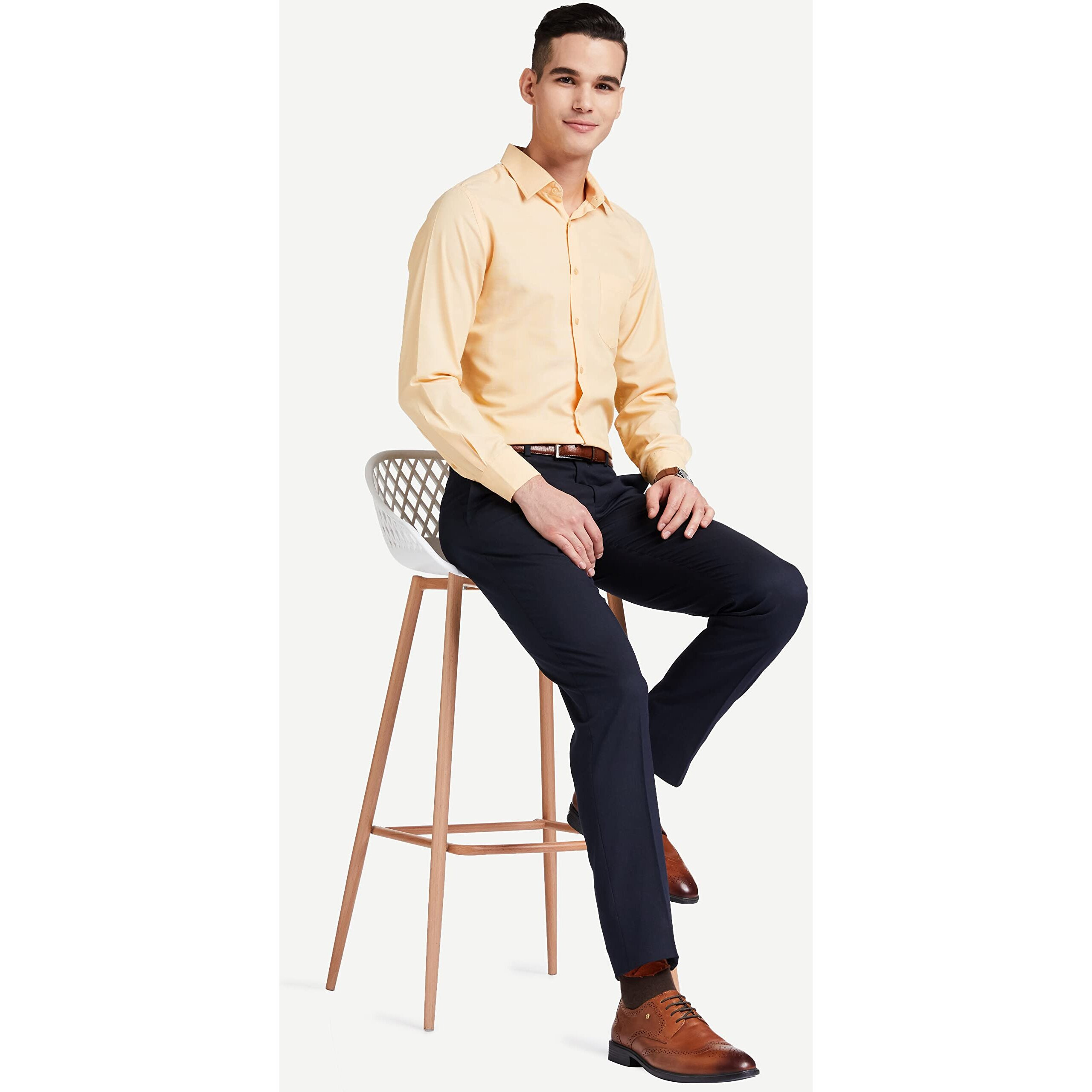 Amazon Brand - Symbol Men's Stretchable Formal Pants | Trousers (Slim Fit) (Blue_34)