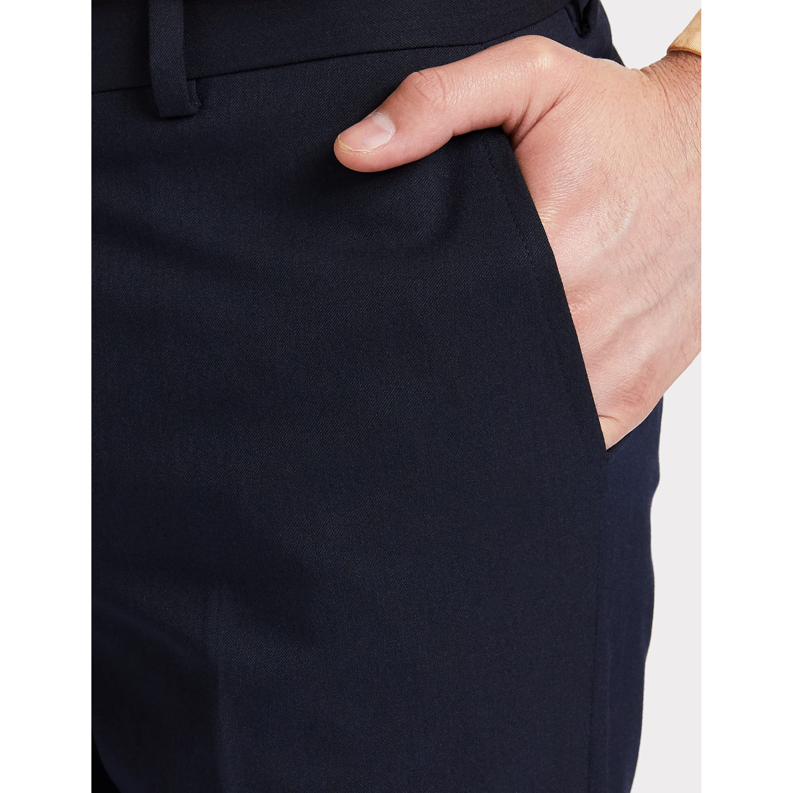 Amazon Brand - Symbol Men's Stretchable Formal Pants | Trousers (Slim Fit) (Blue_34)