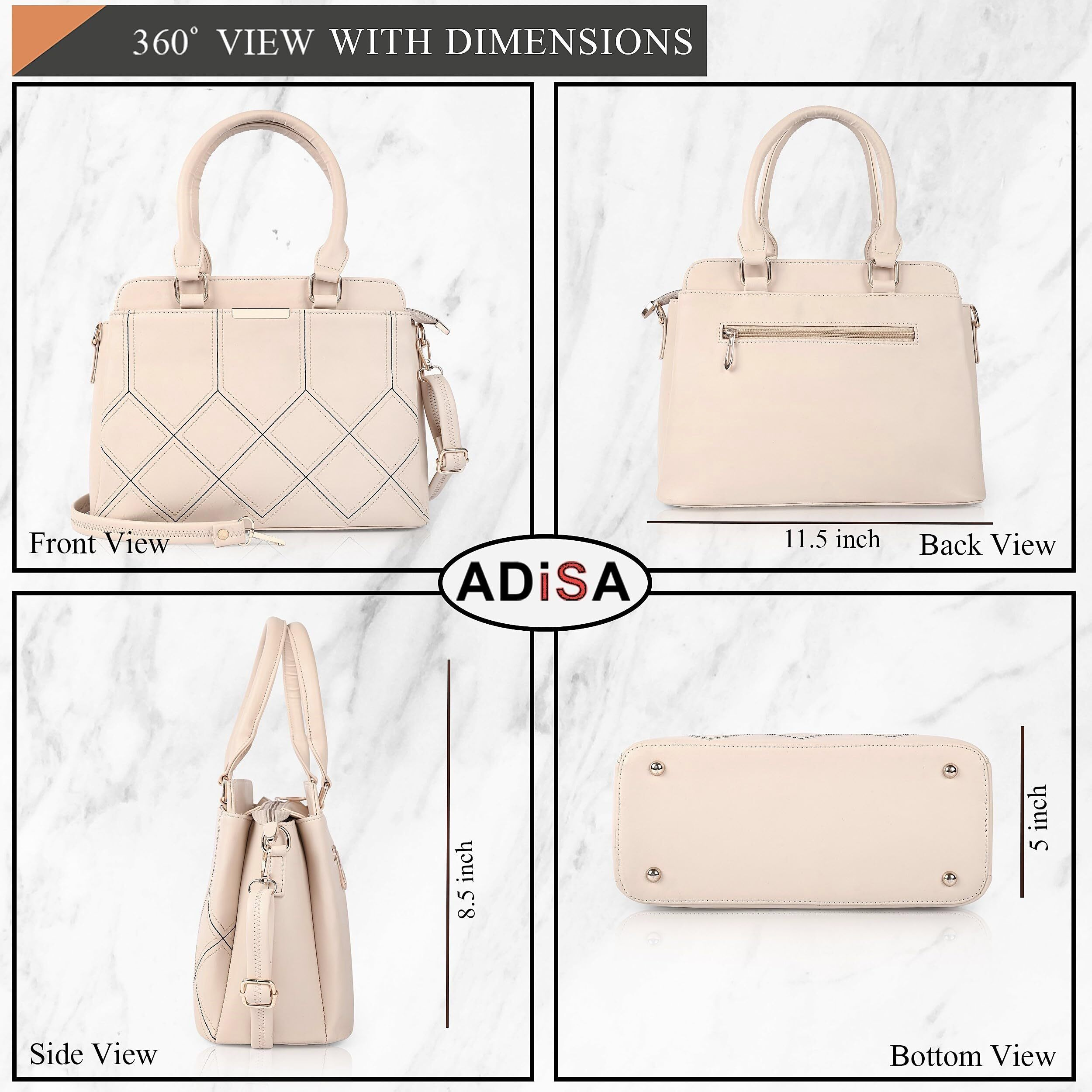 ADISA embroidered handbag shoulder bag for women and girls with detachable sling belt (AD4080-CRE)