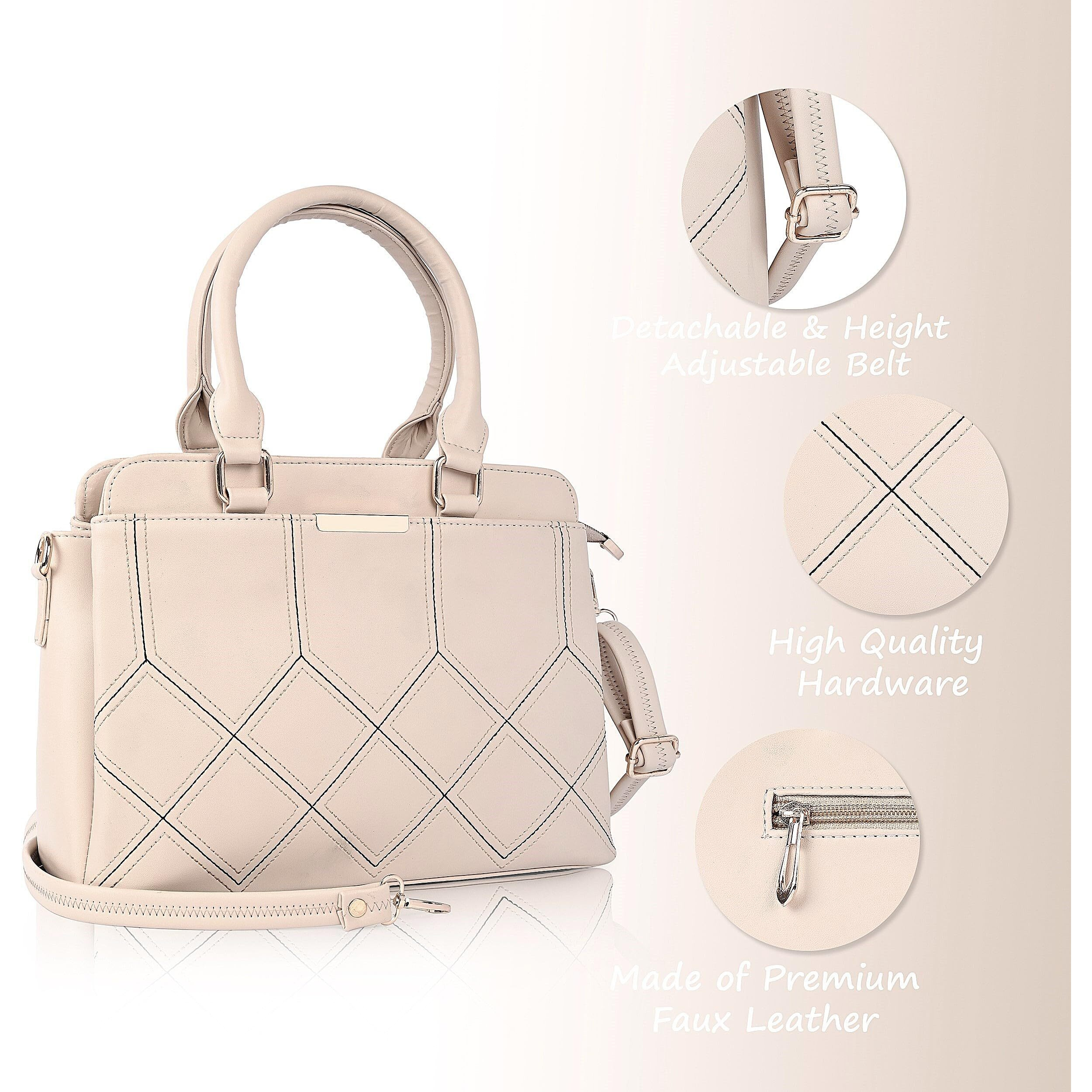 ADISA embroidered handbag shoulder bag for women and girls with detachable sling belt (AD4080-CRE)