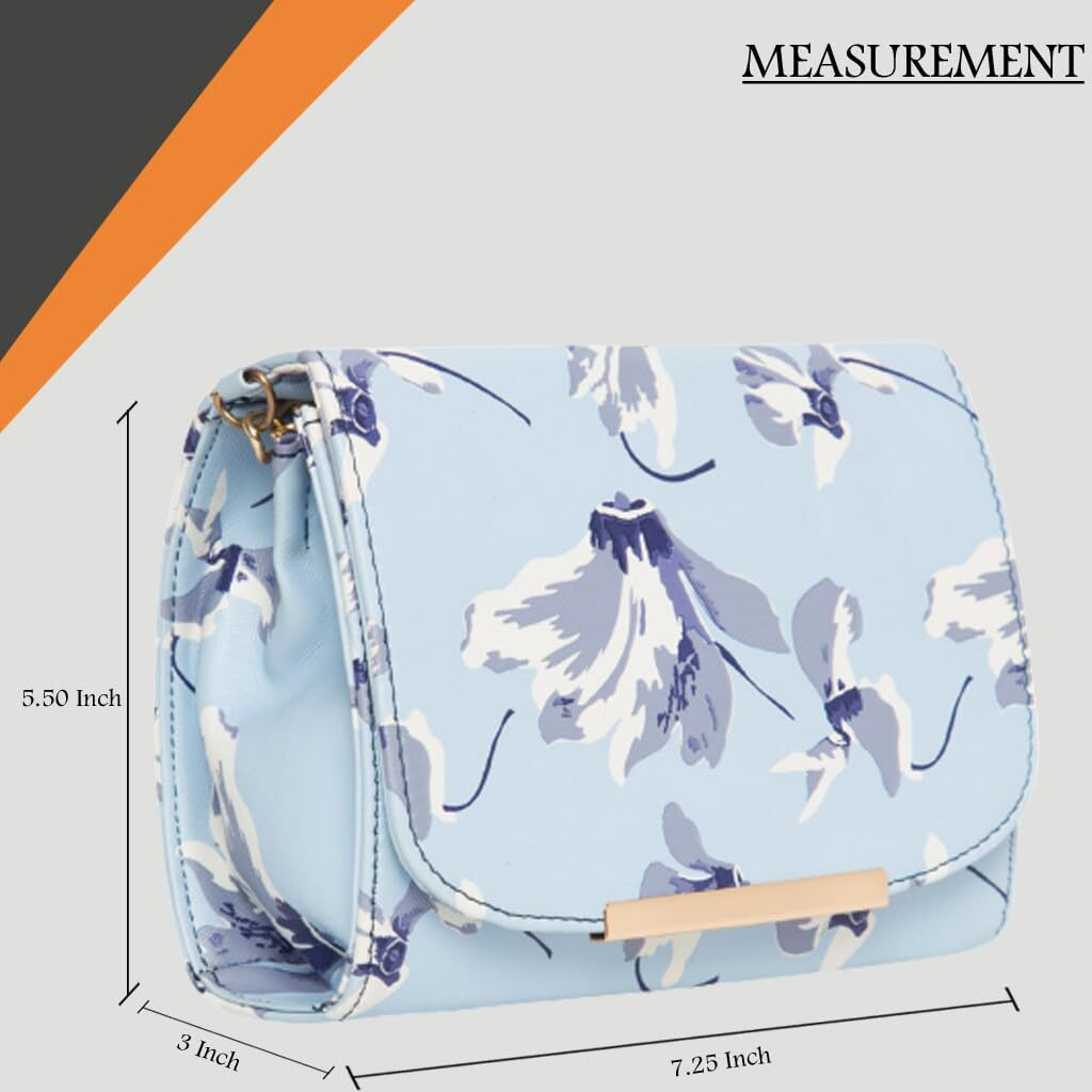 ADISA Women Girls Floral Print Sling Bag (SL5072-SKY_Sky Blue)