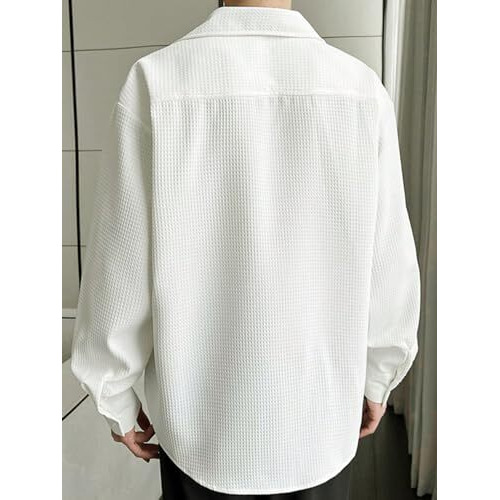 Leriya Fashion Textured Shirts for Men || Casual Shirt for Men || Shirt for Men|| Men Stylish Shirt || Men Fancy Shirt || Men Full Sleeve Shirt || Plain Shirts for Men (Medium, White)