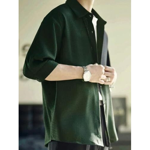 GRECIILOOKS Mens Casual Polycotton Regular Fit Shirt (Green, X-Large)