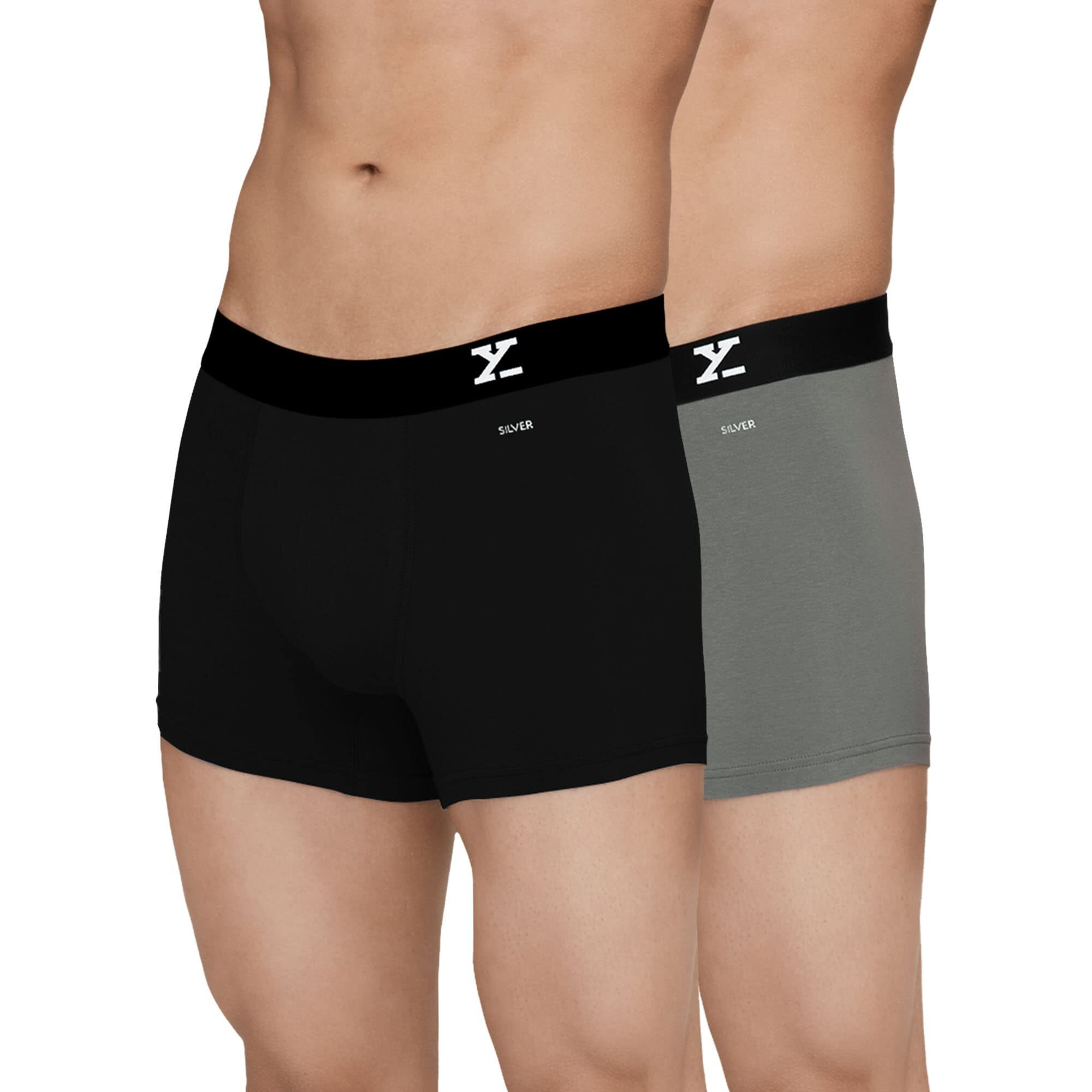 XYXX Cotton Regular Solid (Pack of 2) (Aero Trunks for Men Combo_Black + Frost Grey_L)
