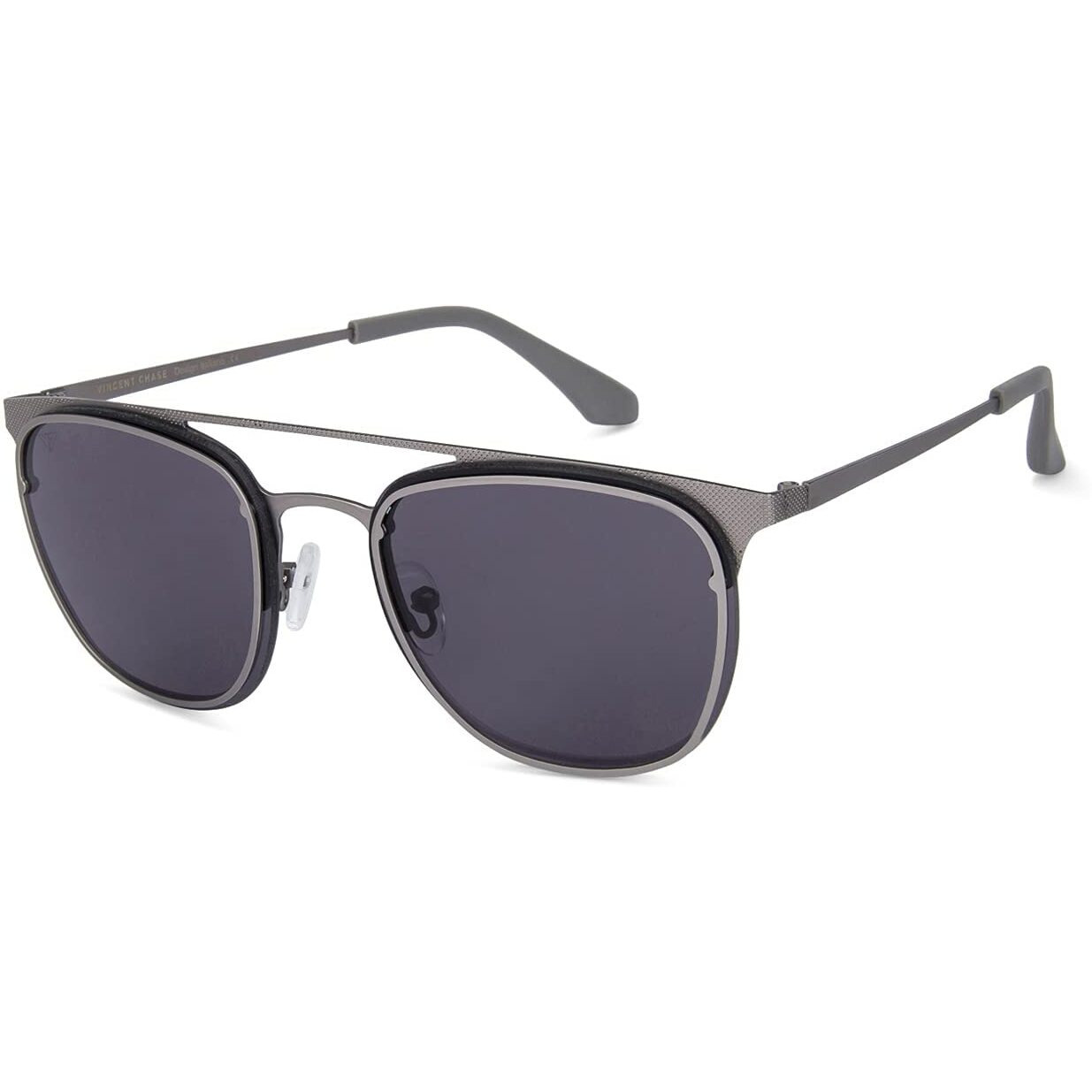 VINCENT CHASE EYEWEAR Unisex Round UV Protected Sunglasses Grey Frame Grey Lens (Medium) - Pack of 1