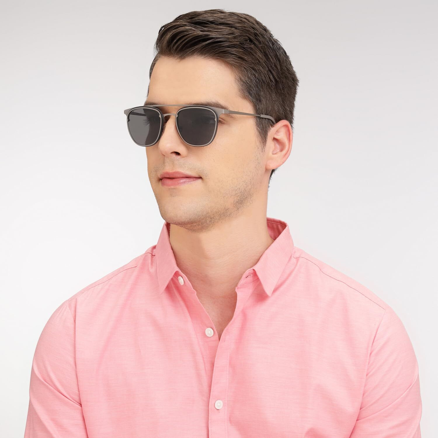VINCENT CHASE EYEWEAR Unisex Round UV Protected Sunglasses Grey Frame Grey Lens (Medium) - Pack of 1