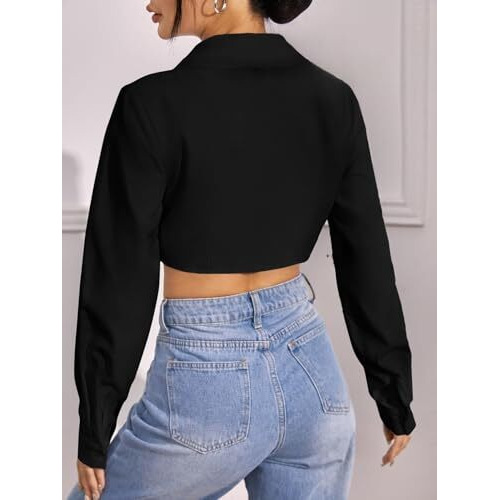 GRECIILOOKS Solid Regular Fit Long Tops Oversized Shirt for Women (GL-W1915_Black M)