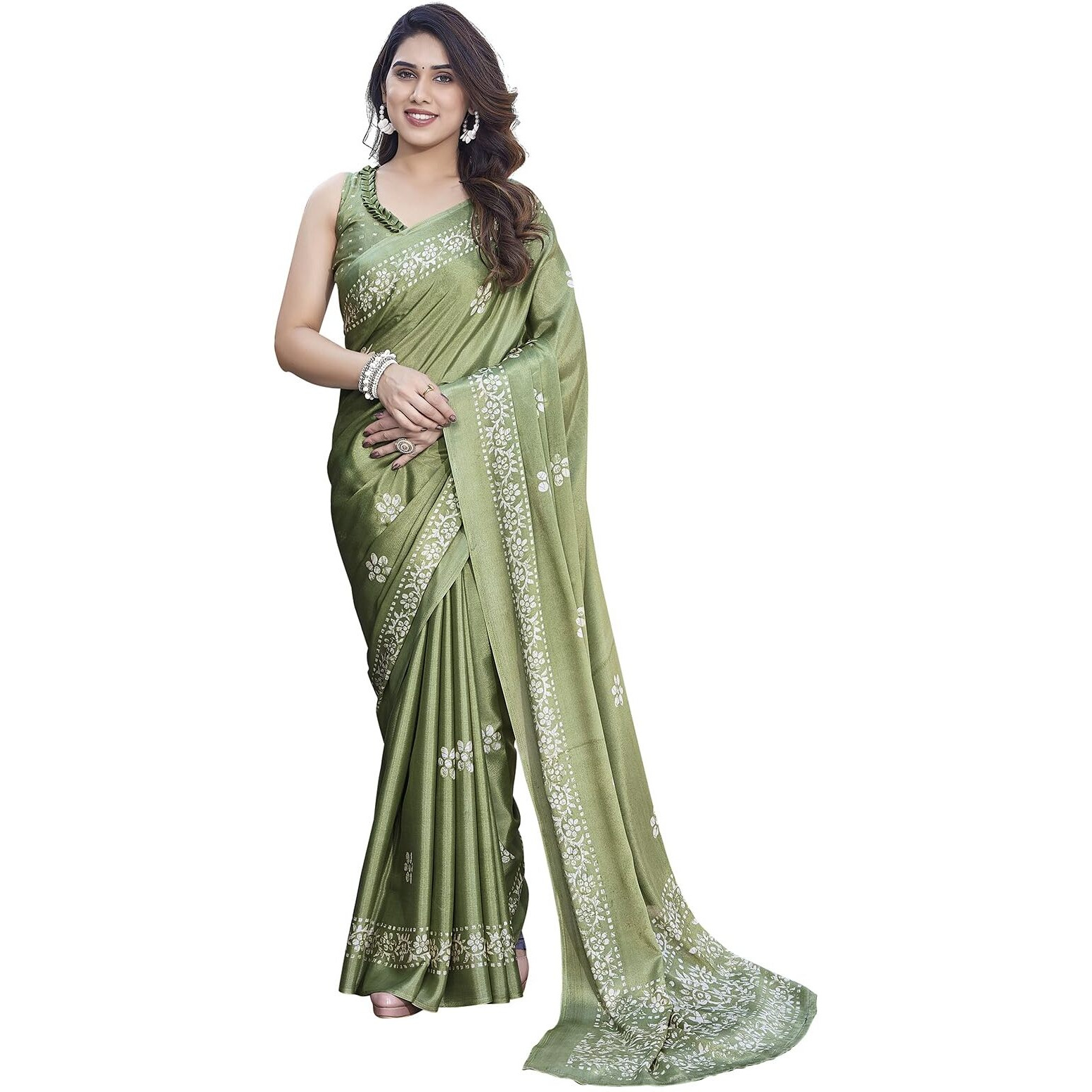 Yashika Women's Elegant Chiffon Saree with Blouse Material - Embrace Trendy Style and Timeless Elegance in this Exquisite Attire (AZ-YS-P1-UTISHA PISTA)