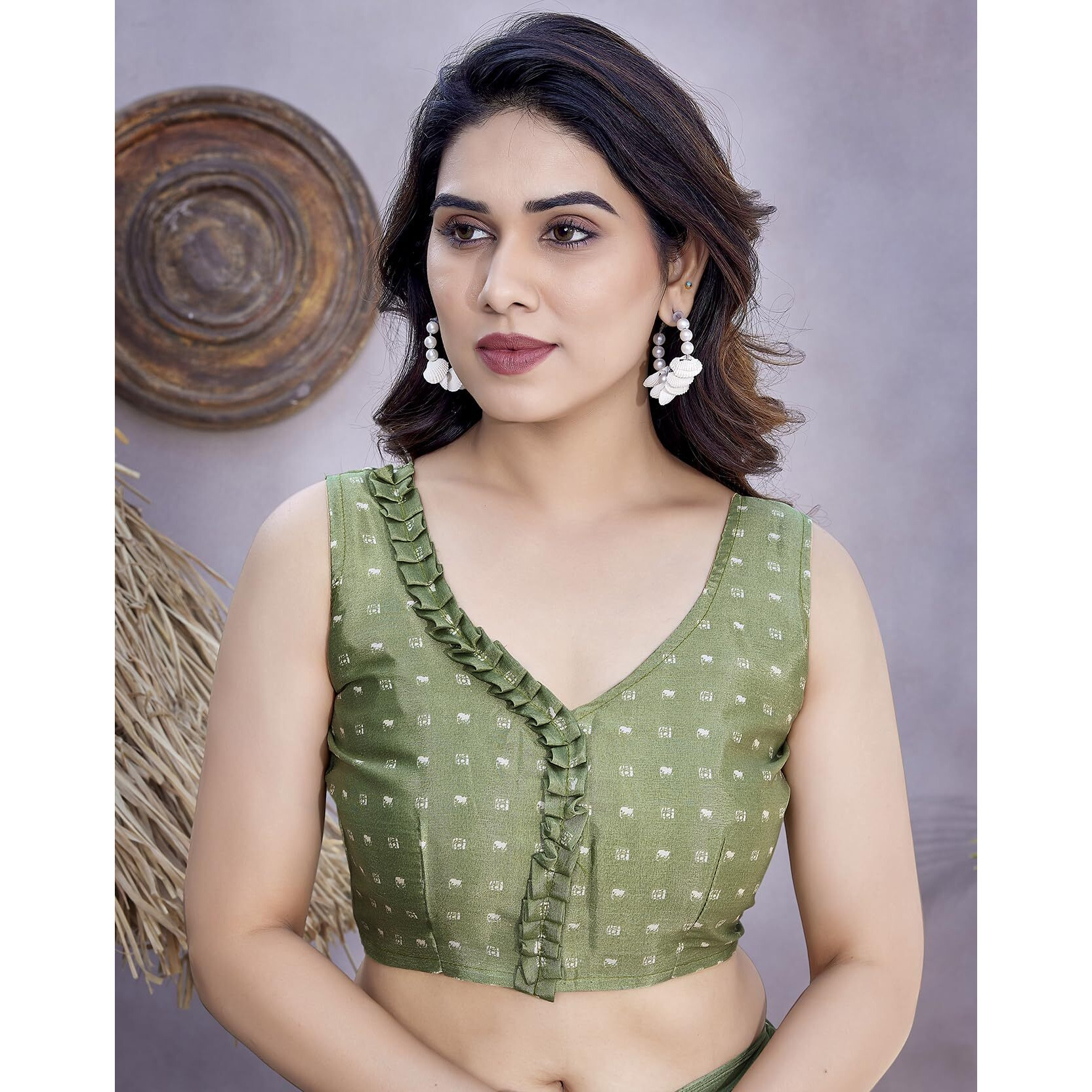 Yashika Women's Elegant Chiffon Saree with Blouse Material - Embrace Trendy Style and Timeless Elegance in this Exquisite Attire (AZ-YS-P1-UTISHA PISTA)