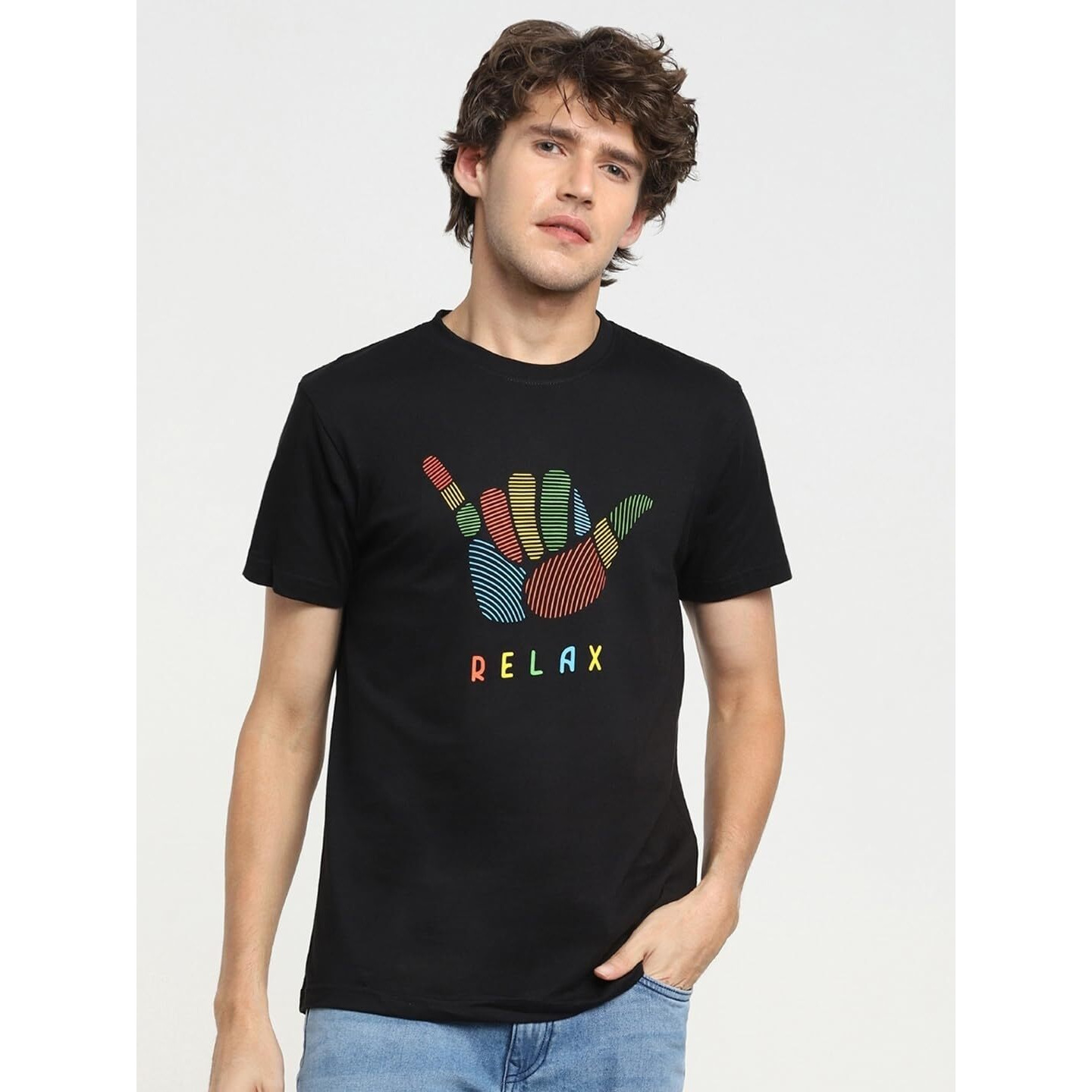 Bewakoof Men's Graphic Print Regular Fit Half Sleeve Round Neck Cotton T-Shirt