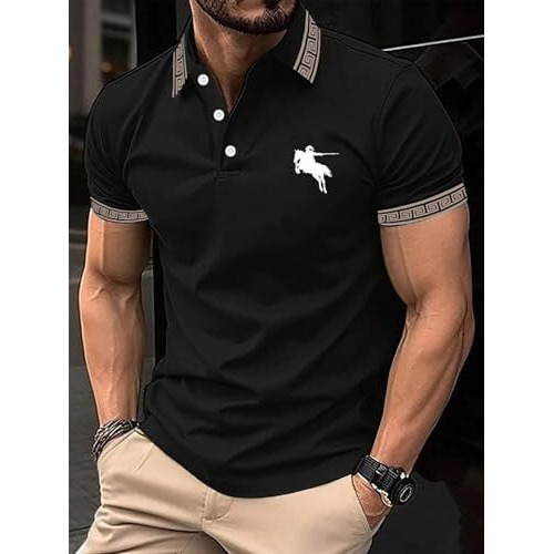 Lymio Men Regular Fit T-Shirt || T-Shirt for Men || Polo T Shirt || T-Shirt (Polo-35-Black-2XL)
