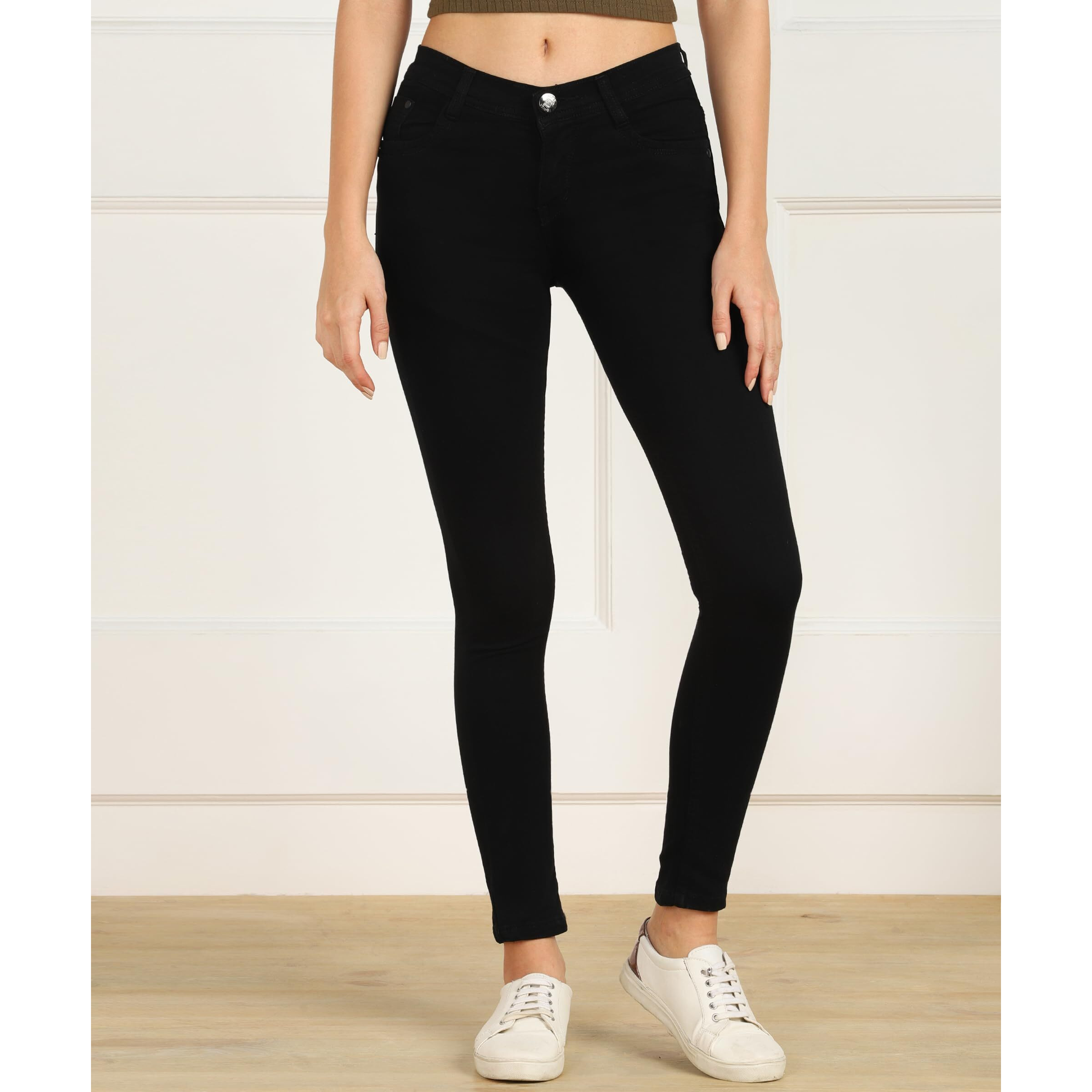 Nifty Women's Denim Stretchable Slim Fit Jeans (Jean_PLN_Black_30)