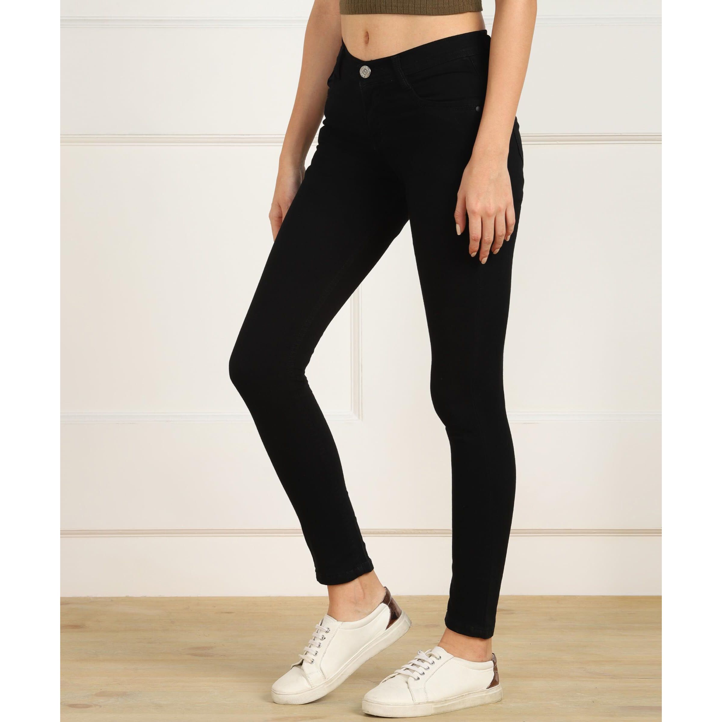 Nifty Women's Denim Stretchable Slim Fit Jeans (Jean_PLN_Black_30)