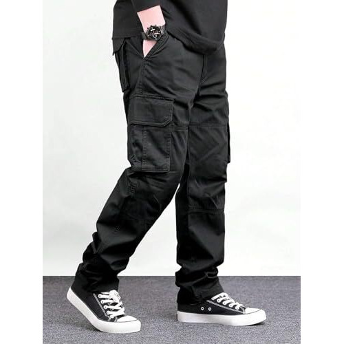 Lymio Men Cargo || Men Cargo Pants || Men Cargo Pants Cotton || Cargos for Men (Cargo-46-49) (in, Alpha, S, Black)