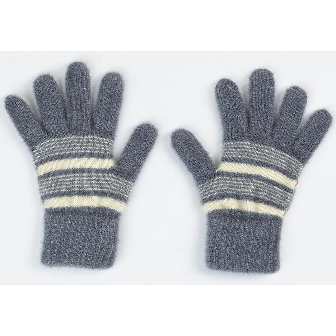 AMOLDO Combo Set Of Women Winter Woolen Knitted Skull Beanie Cap With Muffler/Scraf And Gloves (Design Cap) (Grey)