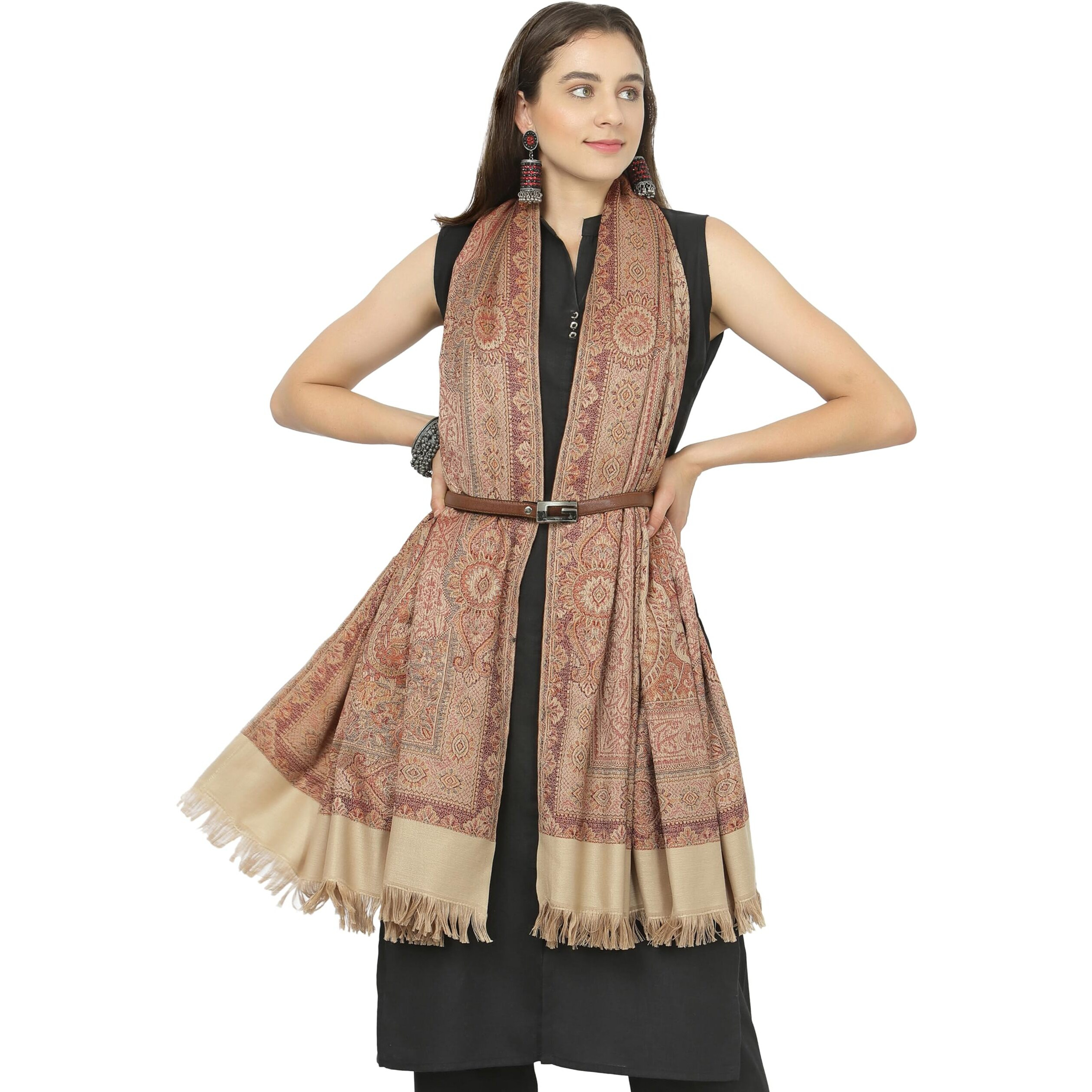 Weavers Villa Women Pashmina Shawl (Camel Beige, Large)