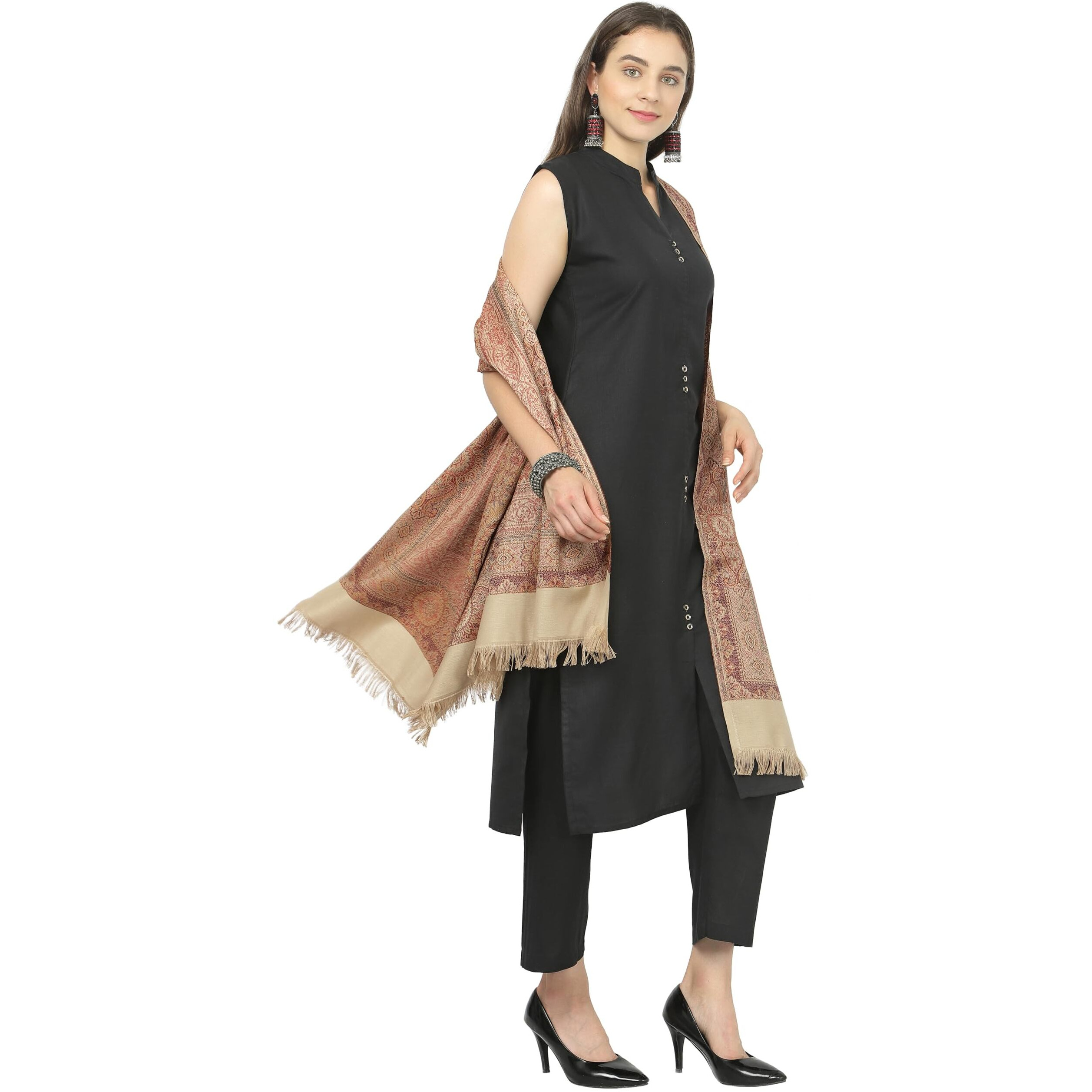 Weavers Villa Women Pashmina Shawl (Camel Beige, Large)