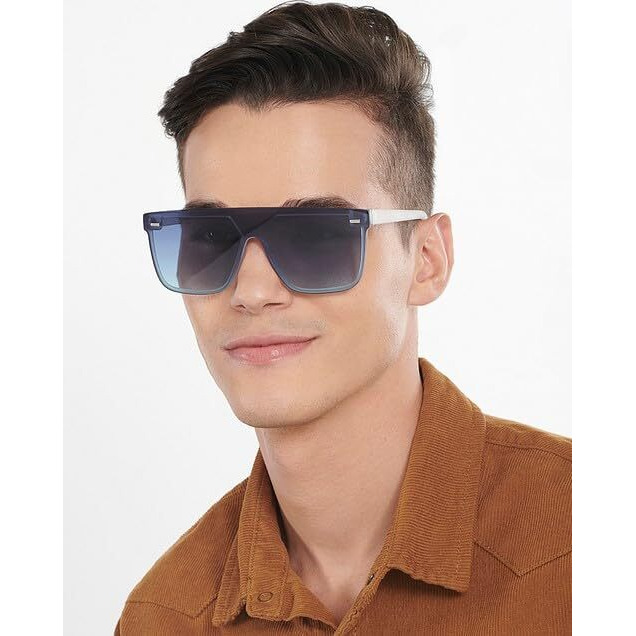 VINCENT CHASE EYEWEAR Unisex Square Uv Protected Sunglasses Blue Frame Blue Lens (Large) - Pack Of 1