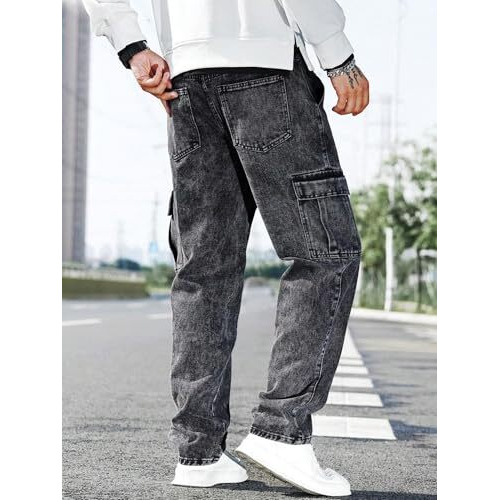 Men Jeans || Jeans for Men || Cargo Jeans (Q-04-05) (in, Numeric, 36, Black)