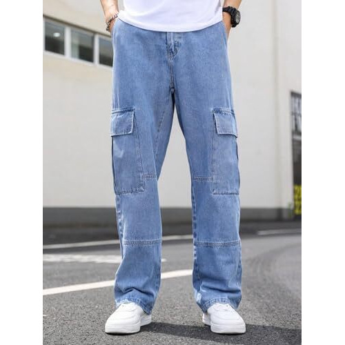 Men Jeans || Jeans for Men || Cargo Jeans (Q-08-09) (in, Numeric, 34, Blue)