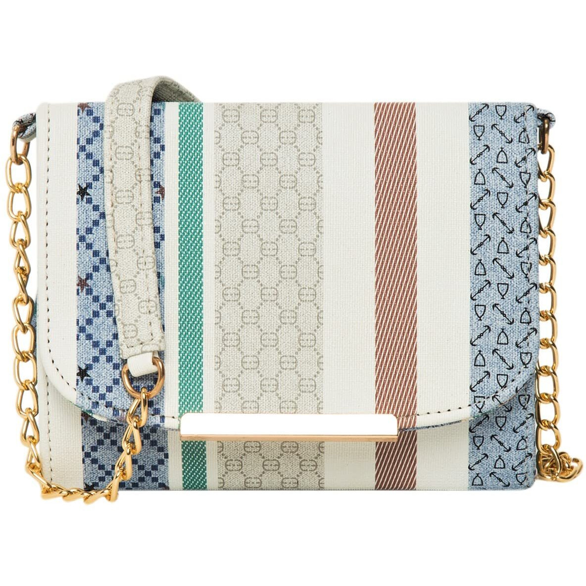 ADISA Women Girls Stripes Cross Body Sling Bag (SL5100-GRN_Green)