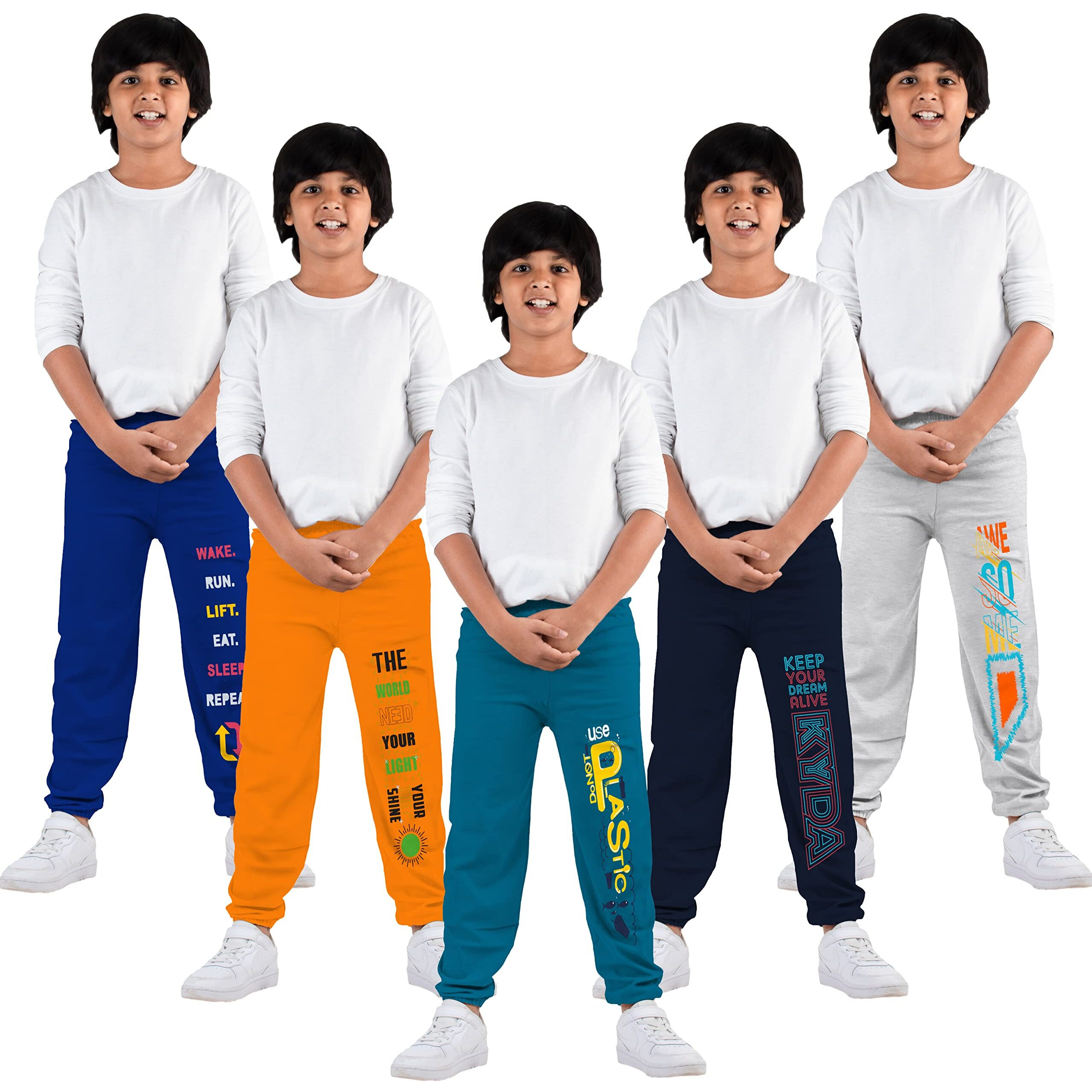 KYDA KIDSCotton Track Pants for Boys Printed Multicolor Track Pants(Pack of 5)
