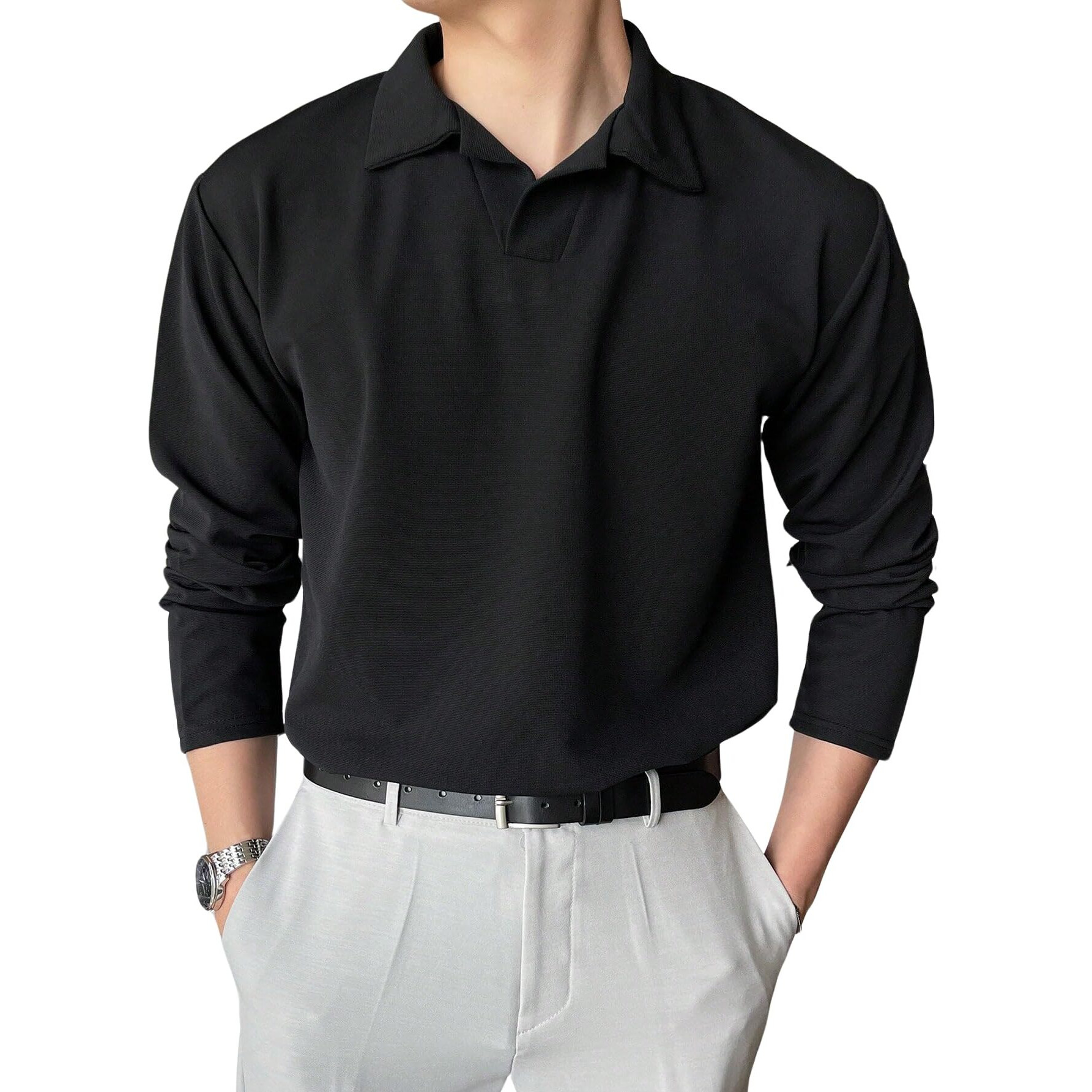 Leriya Fashion T-Shirt for Men || Black Men T-Shirt || Men Polo T-Shirt || Men Pain T-Shirt (Small, Black)