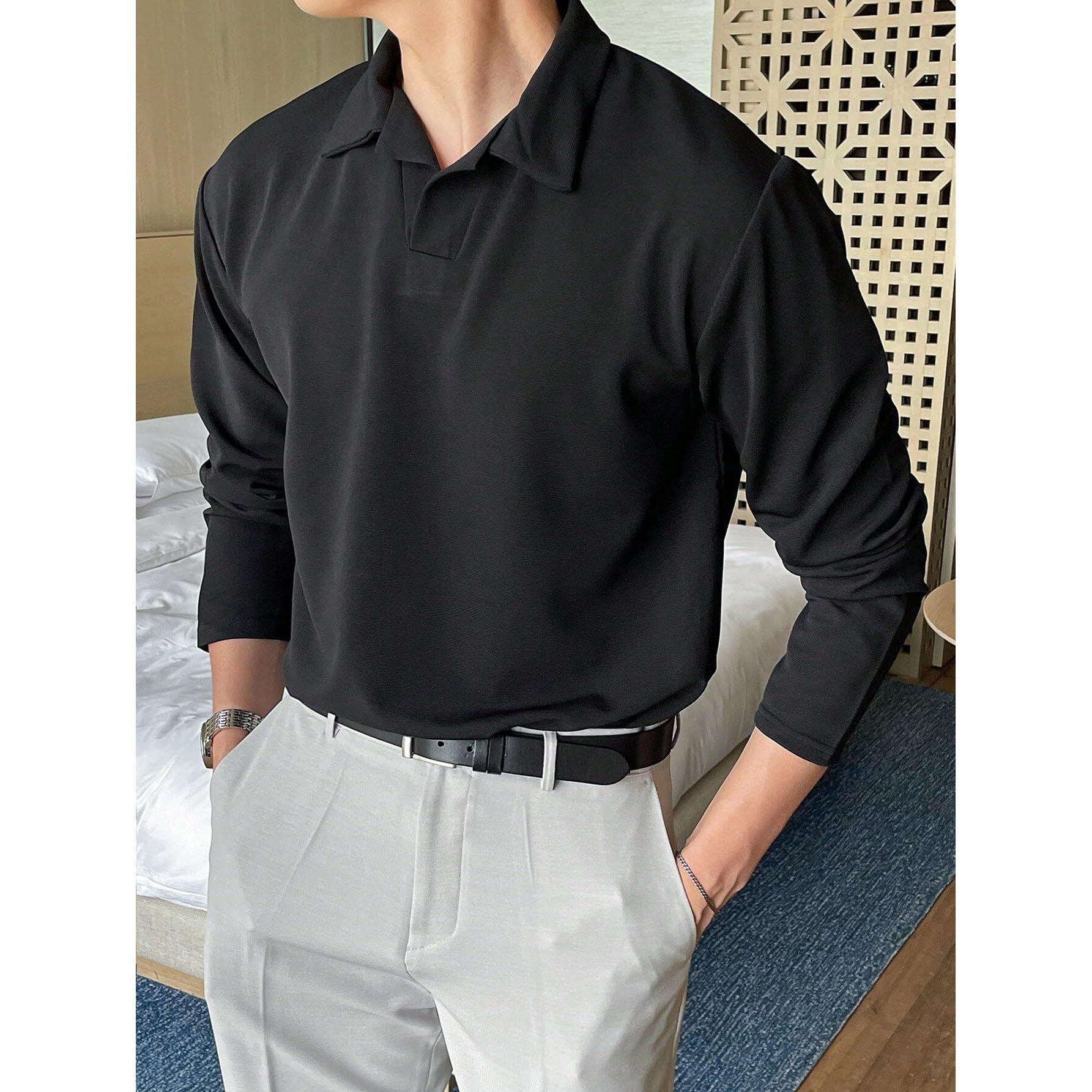 Leriya Fashion T-Shirt for Men || Black Men T-Shirt || Men Polo T-Shirt || Men Pain T-Shirt (Small, Black)