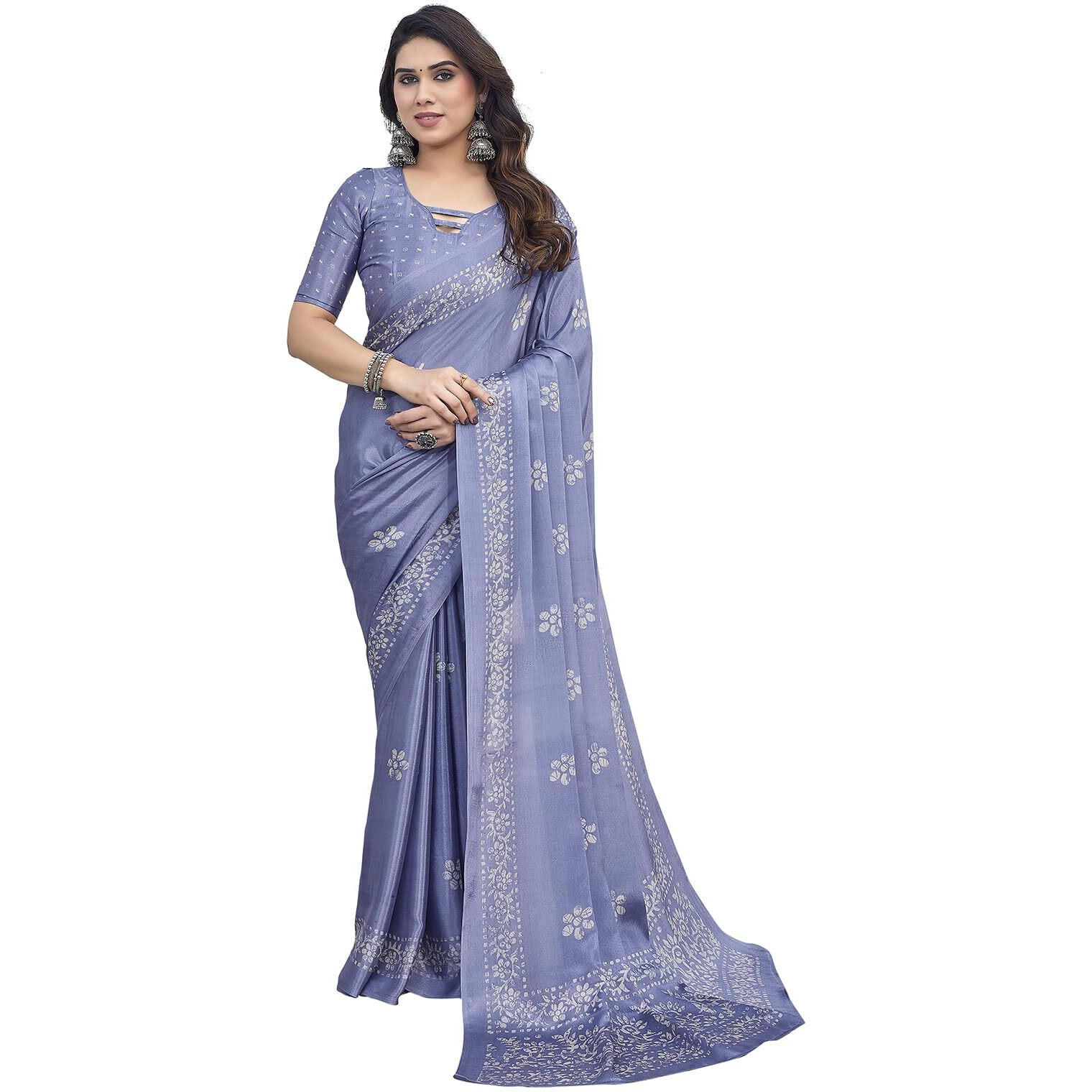 Yashika Women's Elegant Chiffon Saree with Blouse Material - Embrace Trendy Style and Timeless Elegance in this Exquisite Attire (AZ-YS-P1-UTISHA GREY)