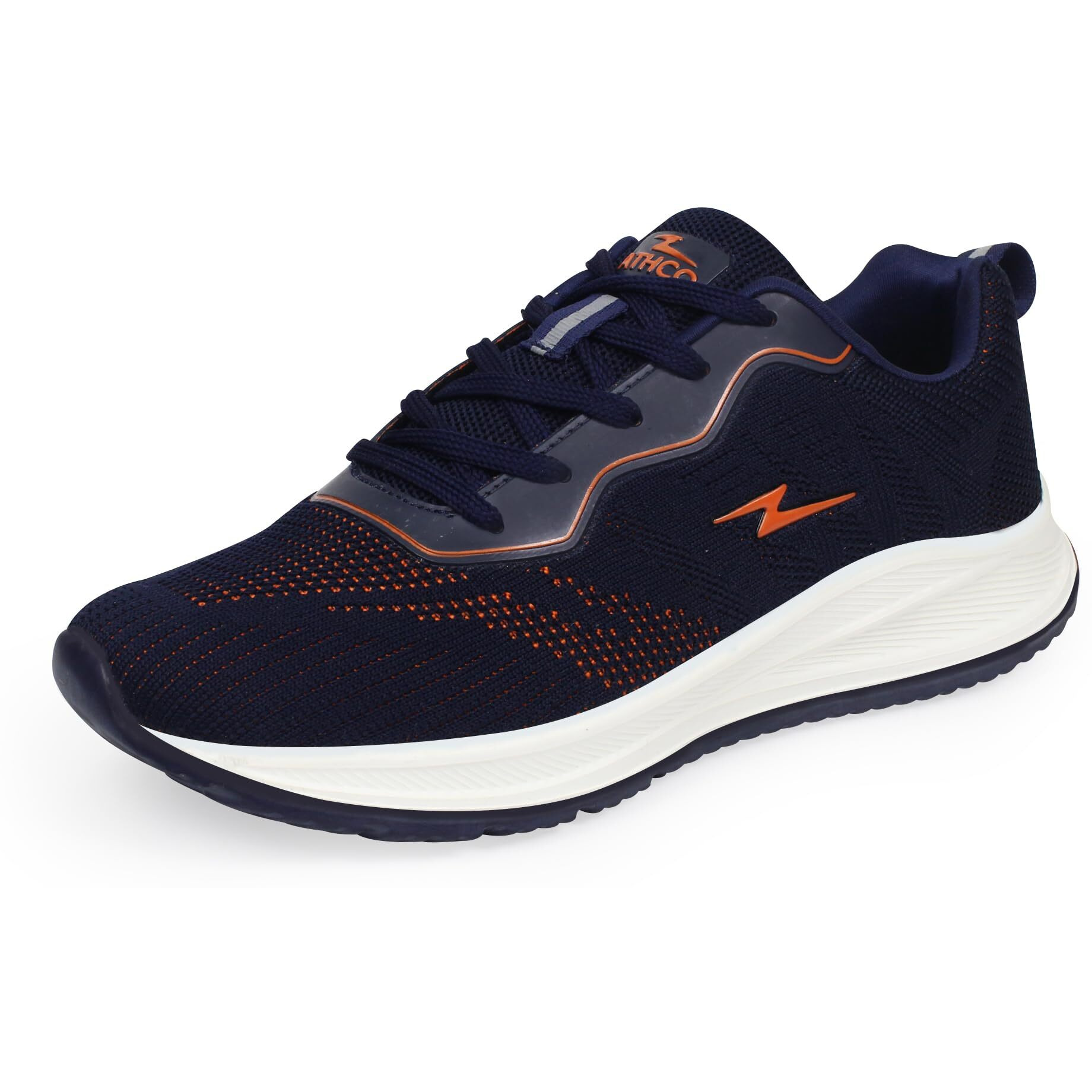 ATHCO Men's Akron Navy Orange Running Shoes_8 UK (ATHST-15)