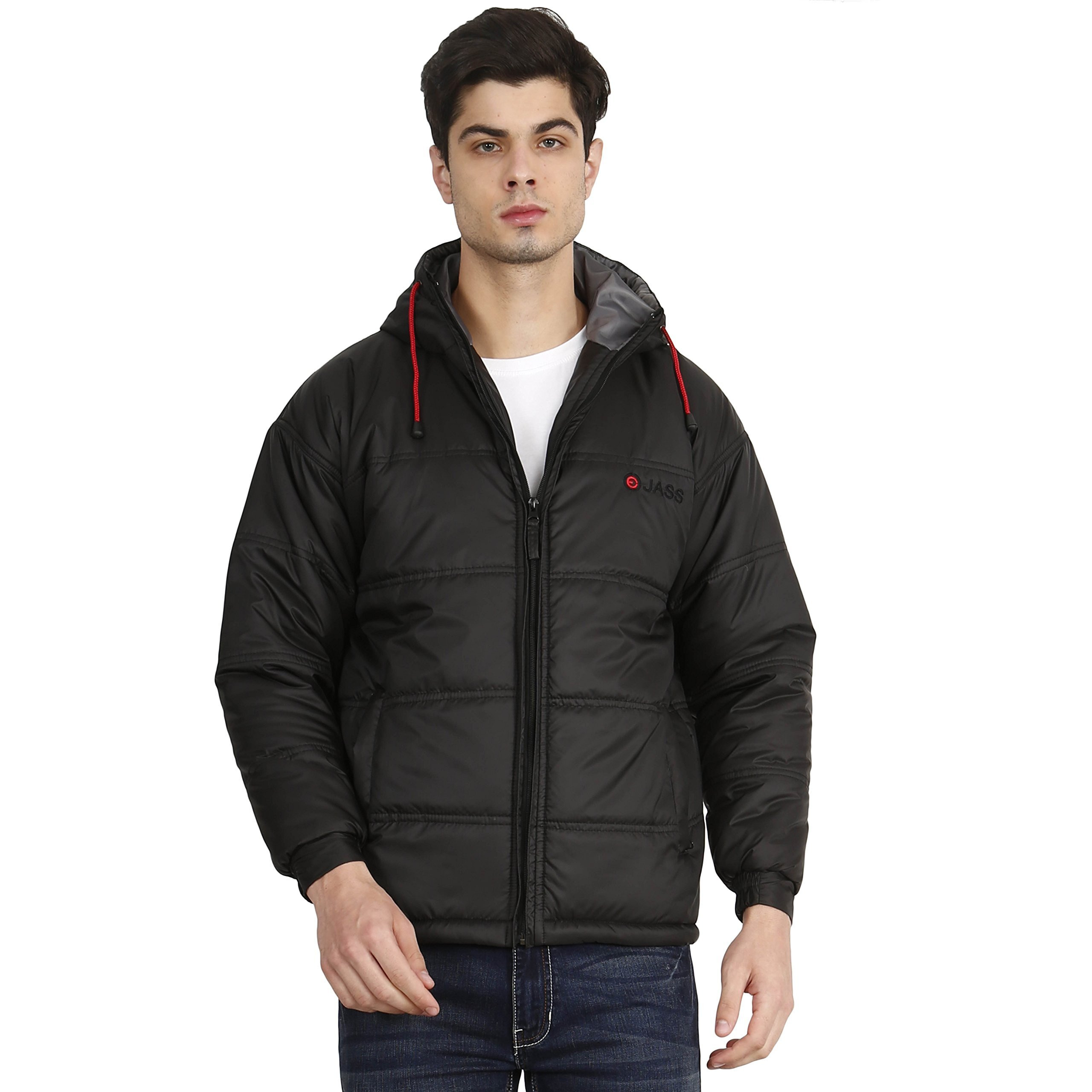 OJASS Full Sleeve Solid Men's Black Jacket For Boys Large - Cotton Standard Length