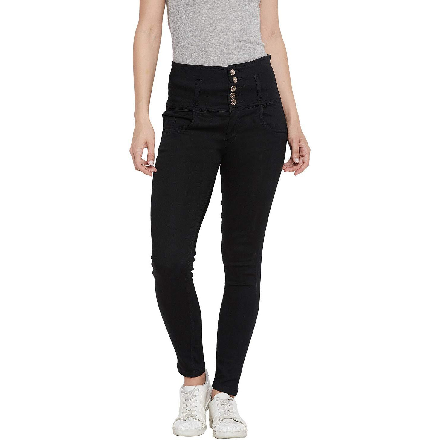 Nifty Women's Denim Stretchable High Waist Jeans (1236, Black, 38)