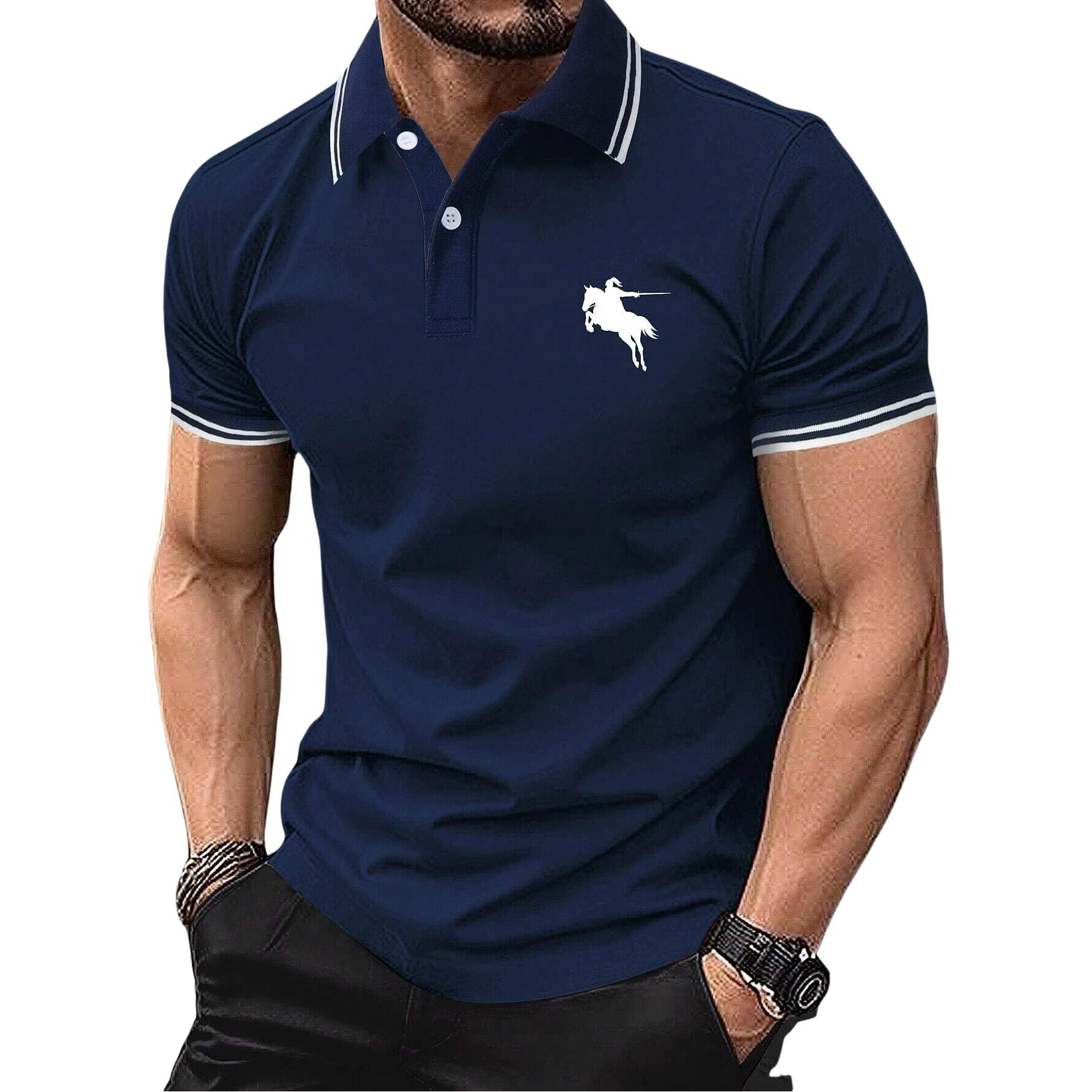 Lymio Men T-Shirt || T-Shirt for Men || Plain T Shirt || T-Shirt (Polo-18-21) (M, Blue)