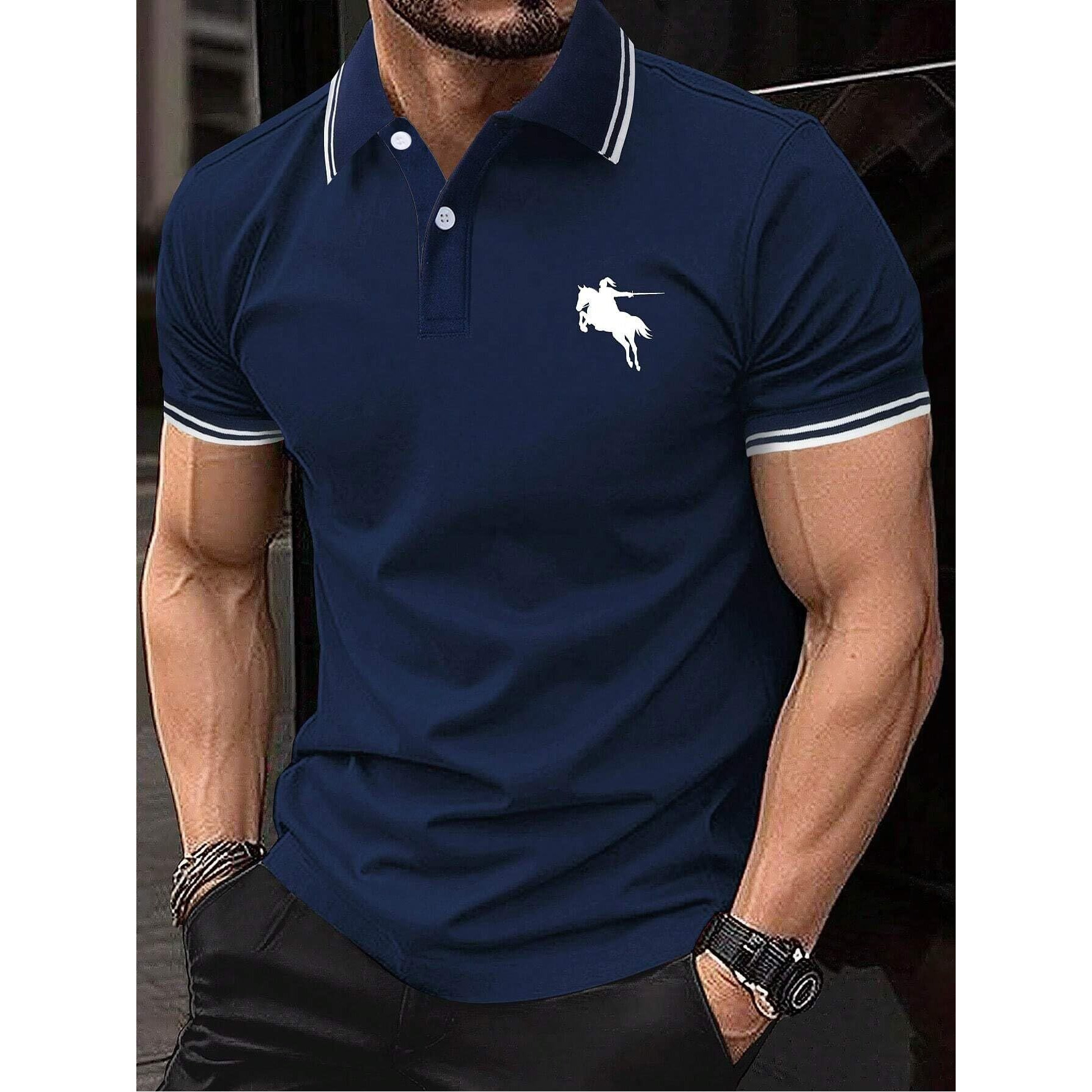 Lymio Men T-Shirt || T-Shirt for Men || Plain T Shirt || T-Shirt (Polo-18-21) (M, Blue)