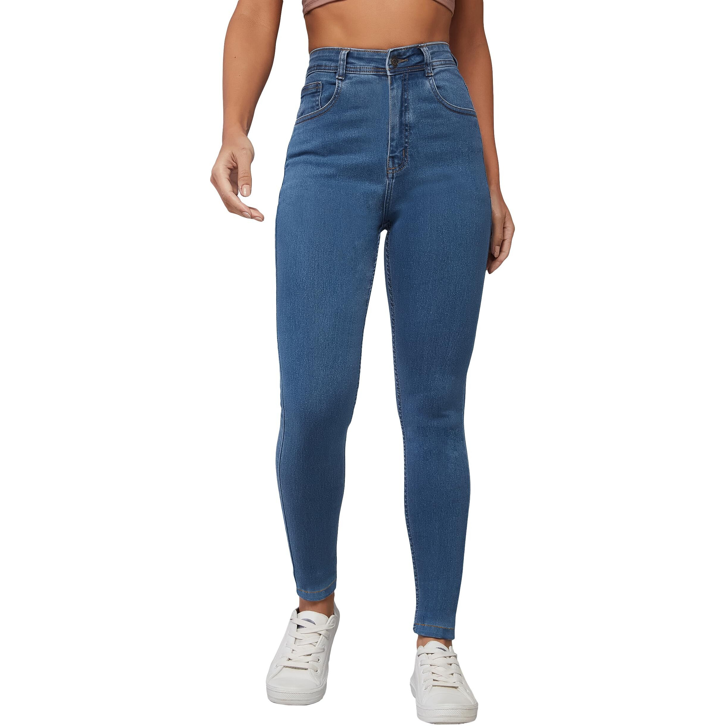 Miss Chase Women's Skinny Fit High/Mid Rise Regular Length Stretchable Denim Jeans (MCSS21DEN99-38-54-34, Sky Blue, 34)