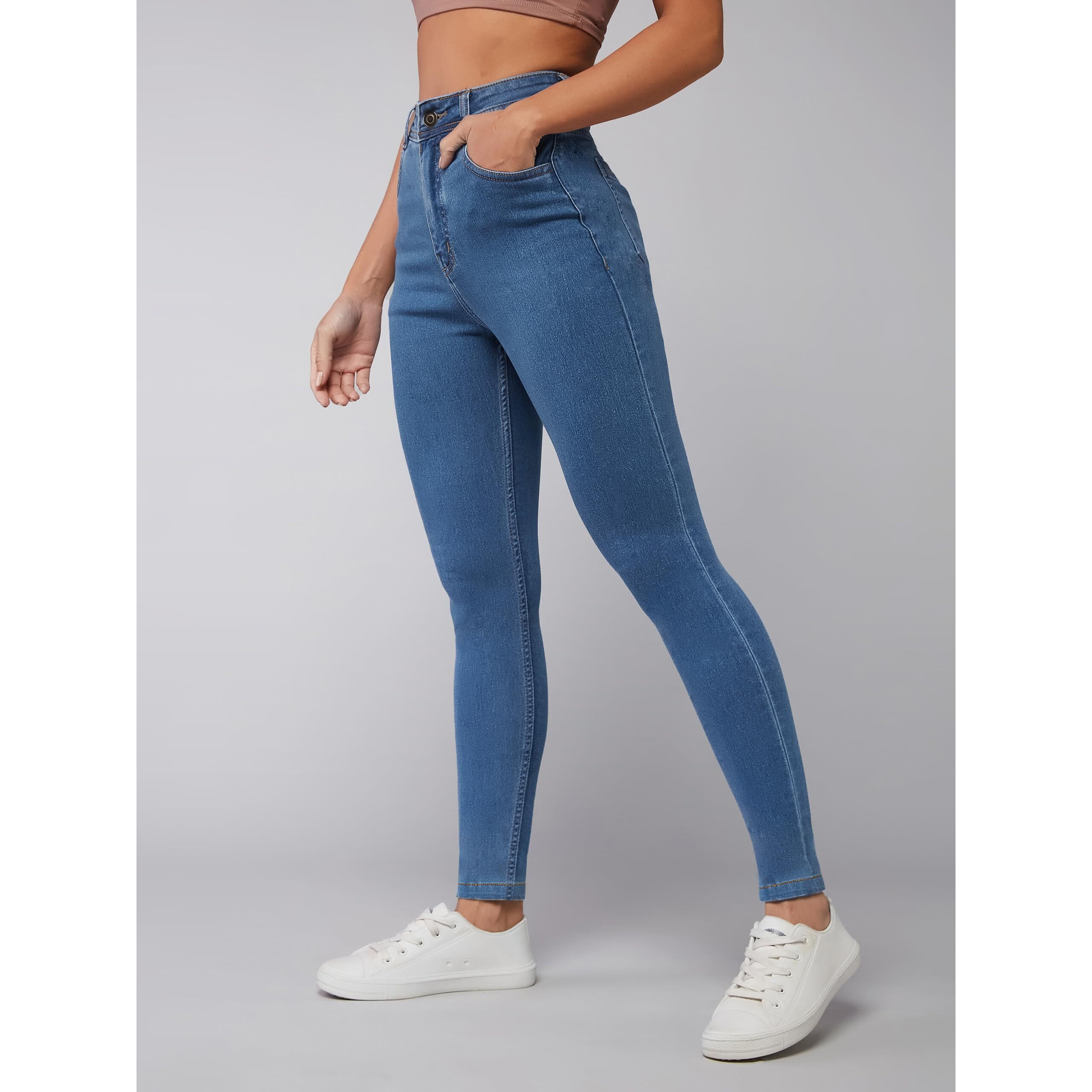 Miss Chase Women's Skinny Fit High/Mid Rise Regular Length Stretchable Denim Jeans (MCSS21DEN99-38-54-34, Sky Blue, 34)