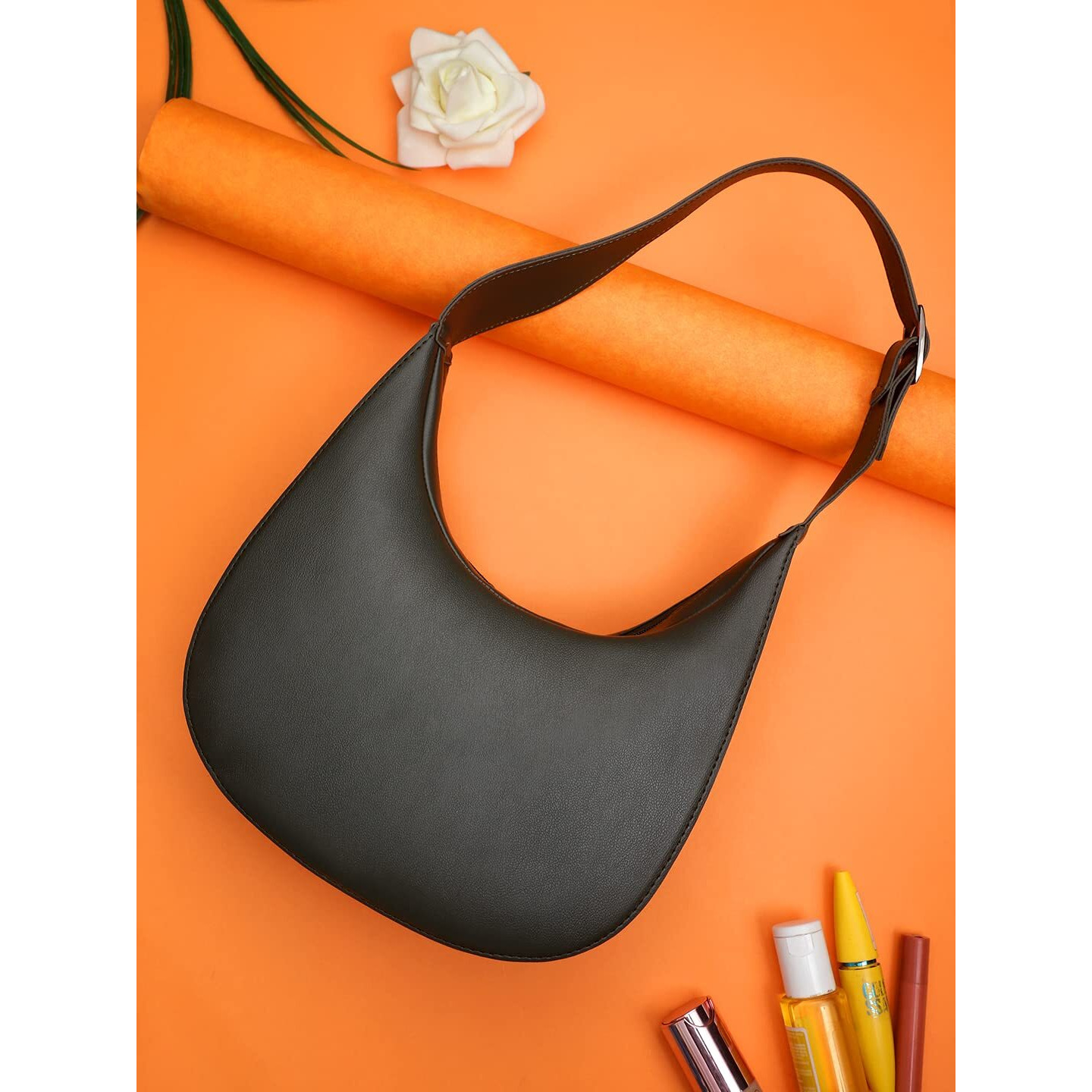 LEGAL BRIBE Women's Half Moon Shoulder Bag (Black)