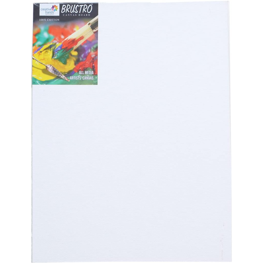 Brustro Artist's 100% Cotton Canvas Board | 20x24 Inches, 4mm Thickness | Medium Grain, Oil Painting, Strudy, Zero Percolation, Acrylic, Ideal for Fine Art Students, Professionals.