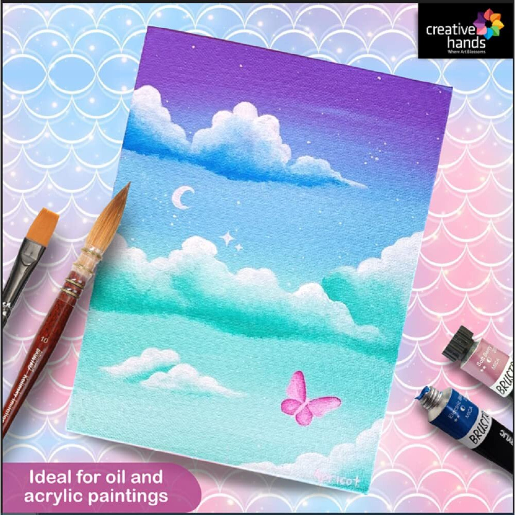 Brustro Artist's 100% Cotton Canvas Board | 20x24 Inches, 4mm Thickness | Medium Grain, Oil Painting, Strudy, Zero Percolation, Acrylic, Ideal for Fine Art Students, Professionals.