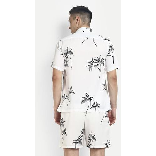 DHRUVI TRENDZ Mens Rayon Co-Ord Set Regular Fit Relaxed Night Dress (Dt-Ms-6100&Sh172_White_2XL)