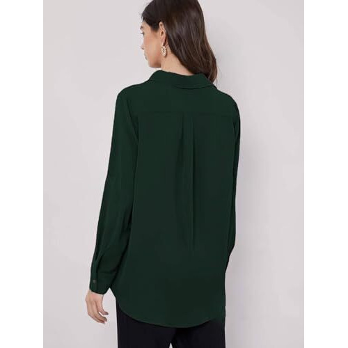 GRECIILOOKS Solid Regular Fit Long Tops Oversized Shirt for Women (GL-W1894_Green M)