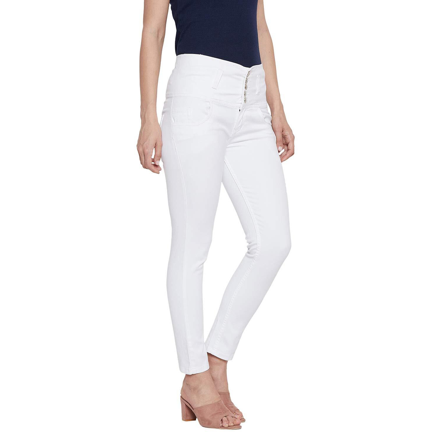 Nifty Women's Denim Stretchable High Waist Jeans (1236, White, 36)