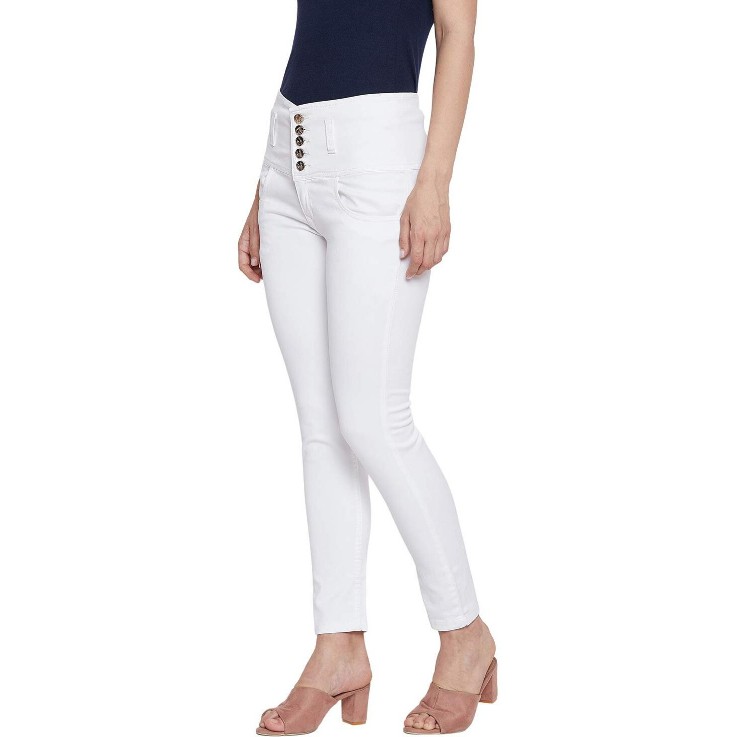 Nifty Women's Denim Stretchable High Waist Jeans (1236, White, 36)